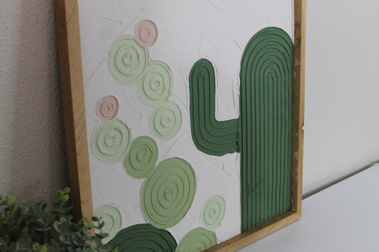Cactus plaster decor | succulent | handmade barnwood frame | farmhouse decor | home decor | wall decor | handmade decor | plaster art