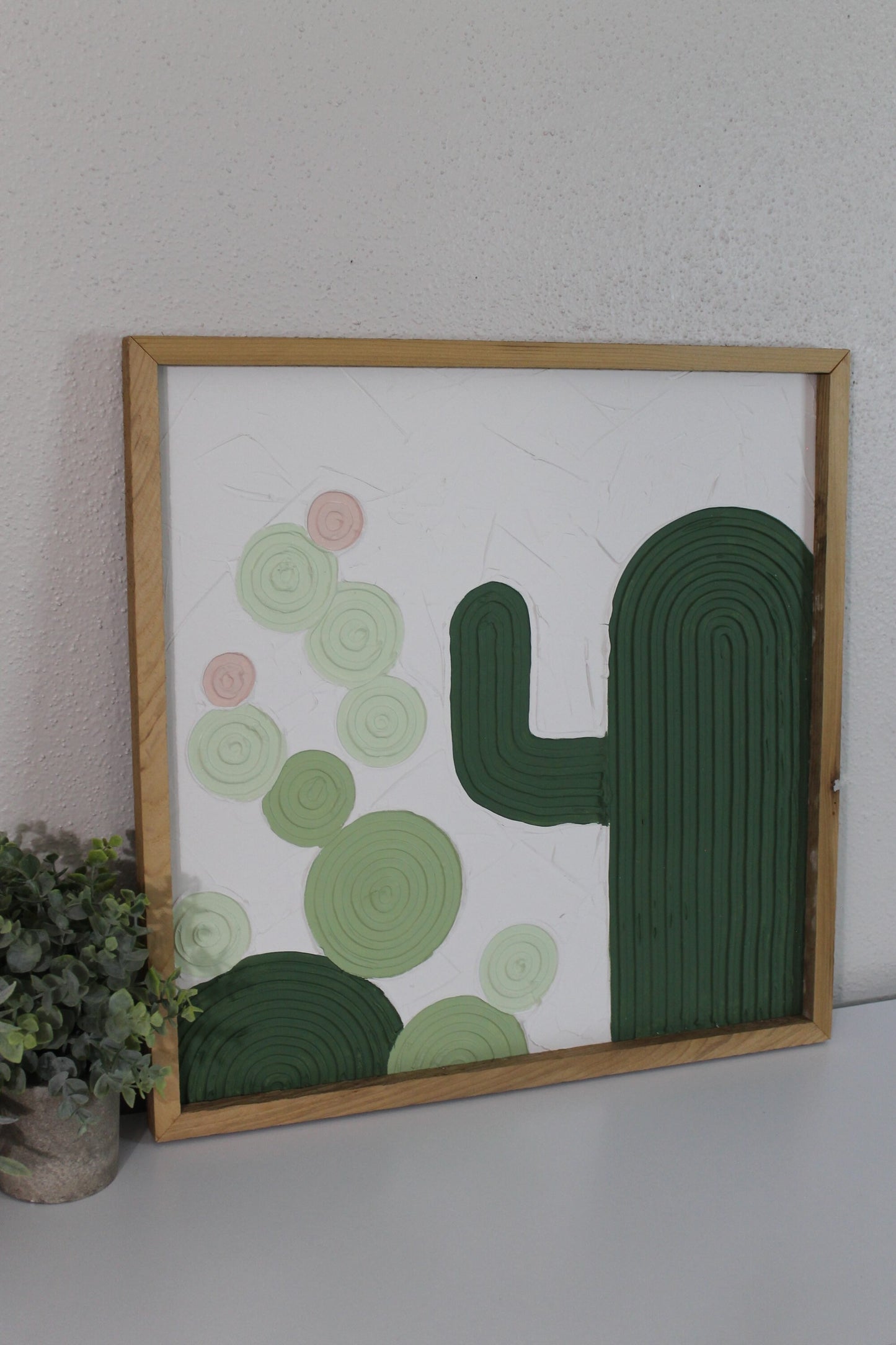 Cactus plaster decor | succulent | handmade barnwood frame | farmhouse decor | home decor | wall decor | handmade decor | plaster art
