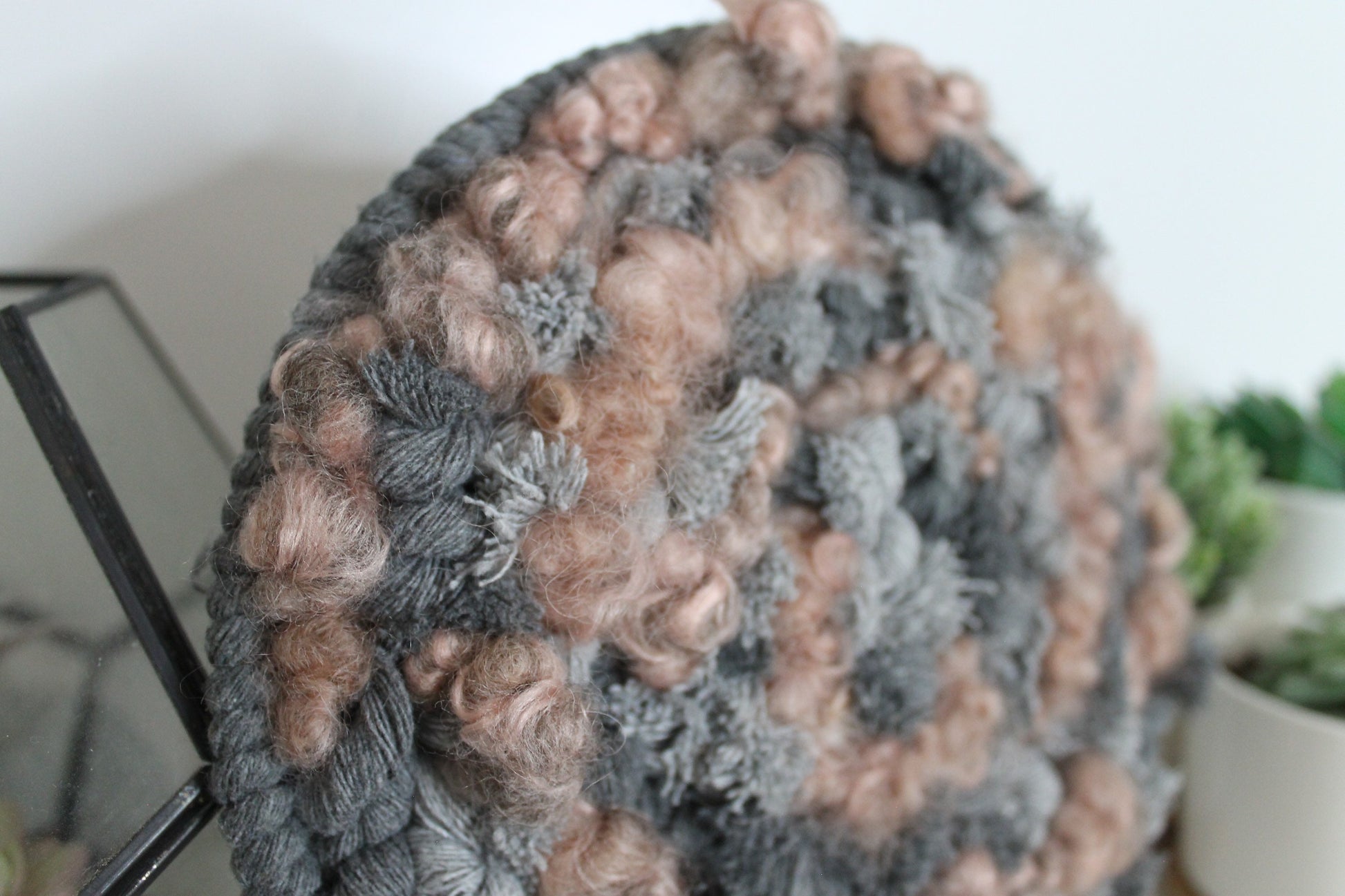 Circle gray and pink woven wall hanging | wall art | abstract weaving | woven tapestry | wall decor | wall tapestry | home decor | tapestry