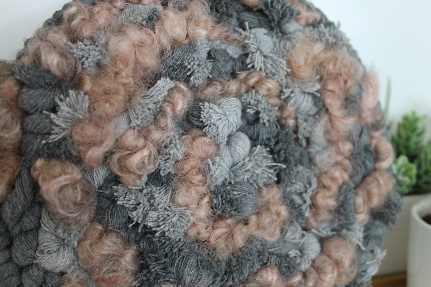 Circle gray and pink woven wall hanging | wall art | abstract weaving | woven tapestry | wall decor | wall tapestry | home decor | tapestry