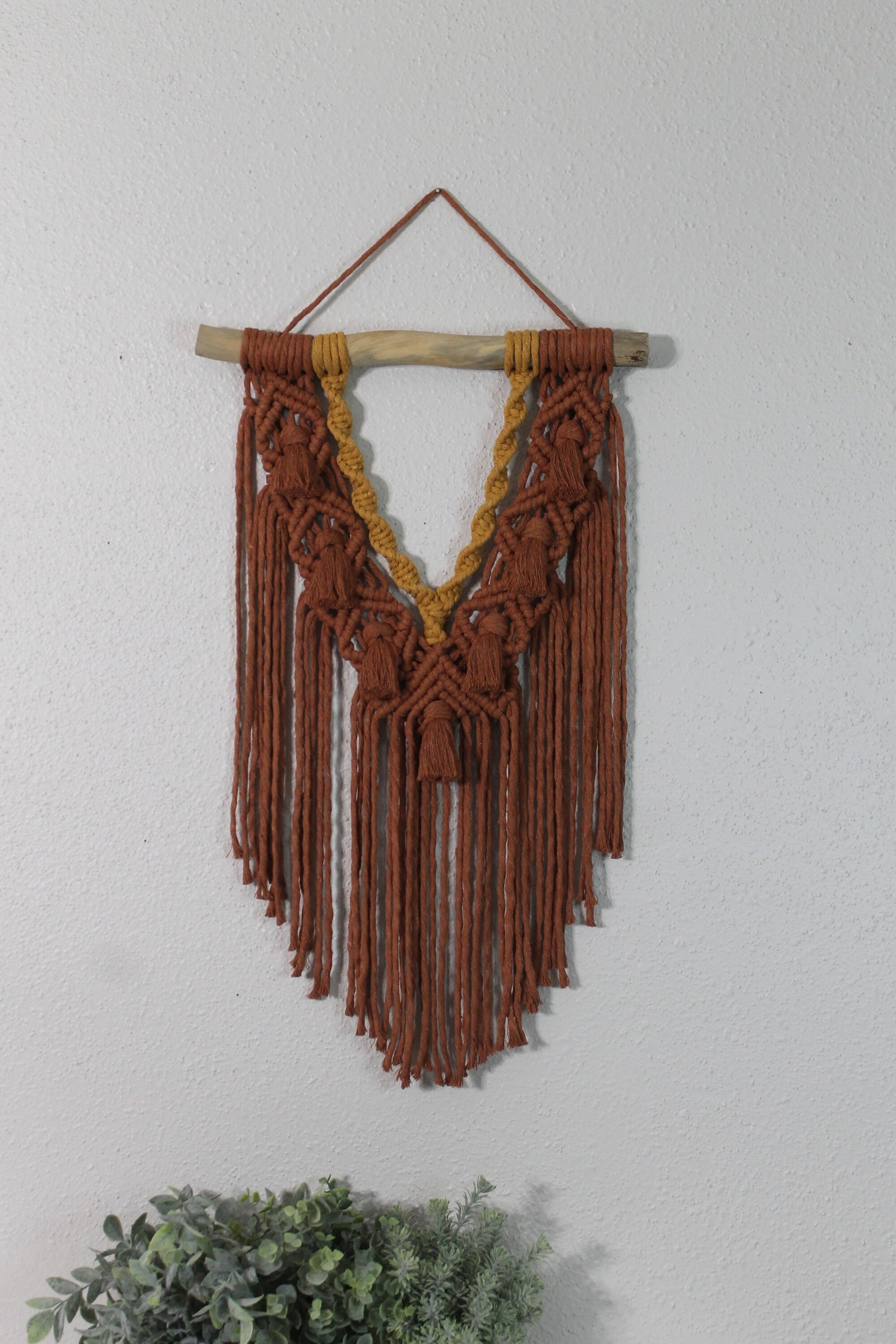 Large rust and mustard macrame wall hanging | wall art | boho | wall decor | wall tapestry | home decor