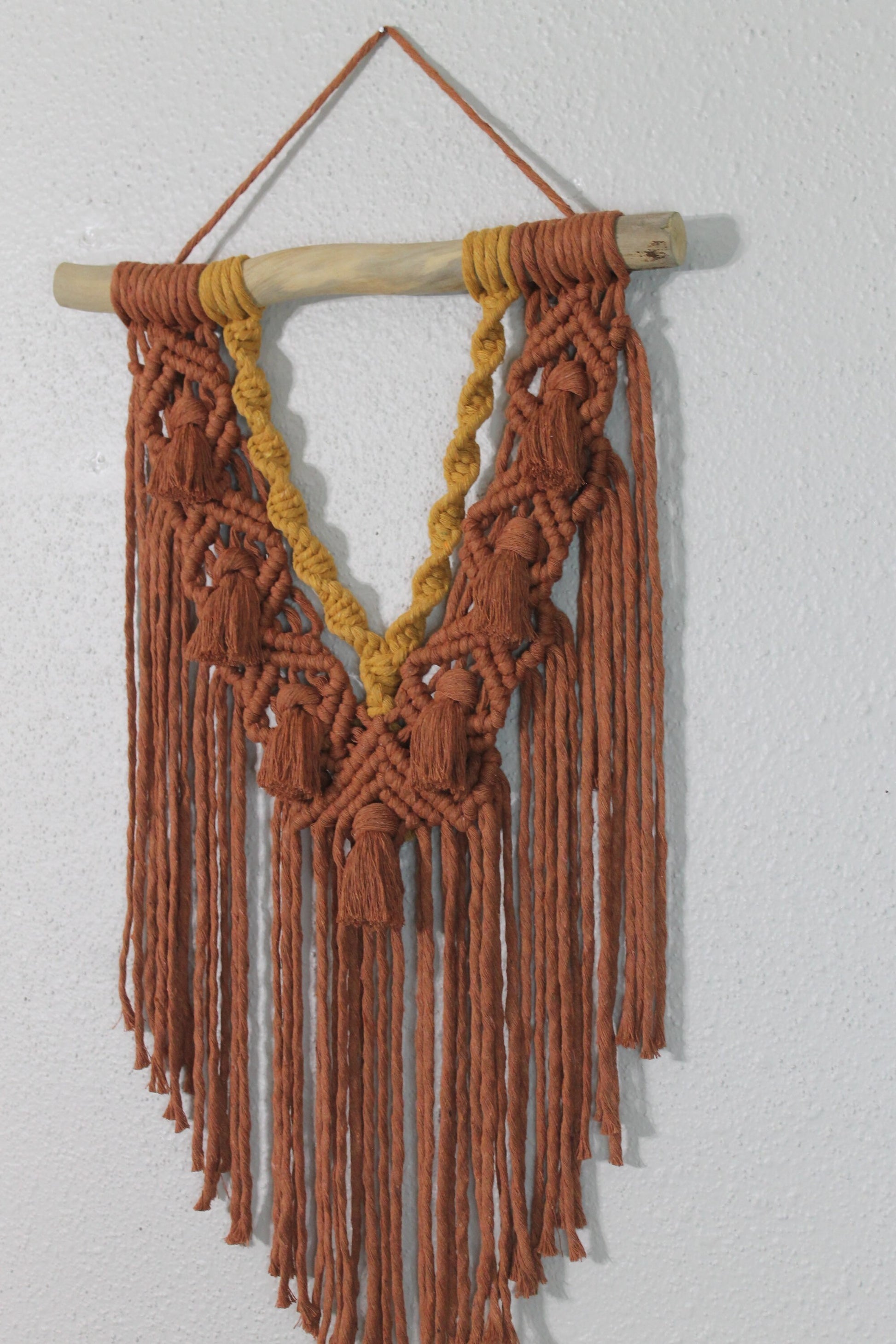 Large rust and mustard macrame wall hanging | wall art | boho | wall decor | wall tapestry | home decor
