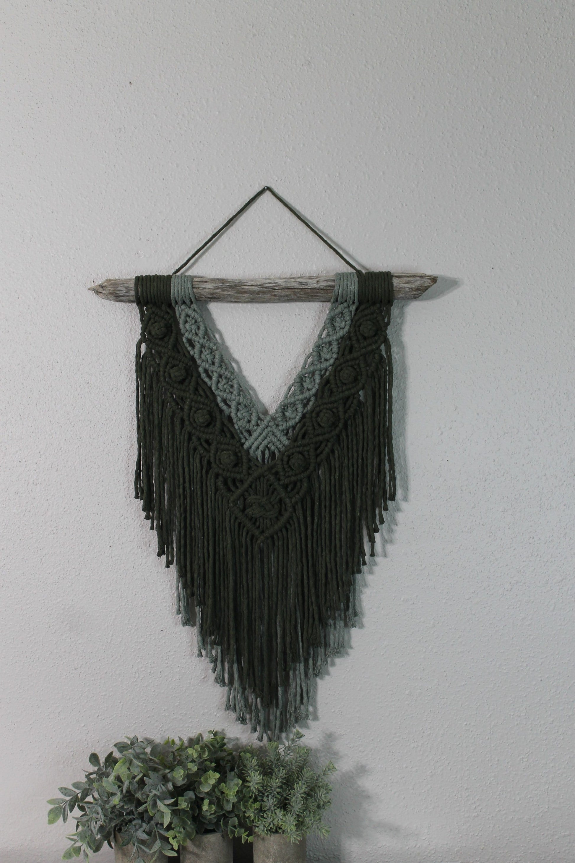 Large two tone green macrame wall hanging | wall art | boho | wall decor | wall tapestry | home decor