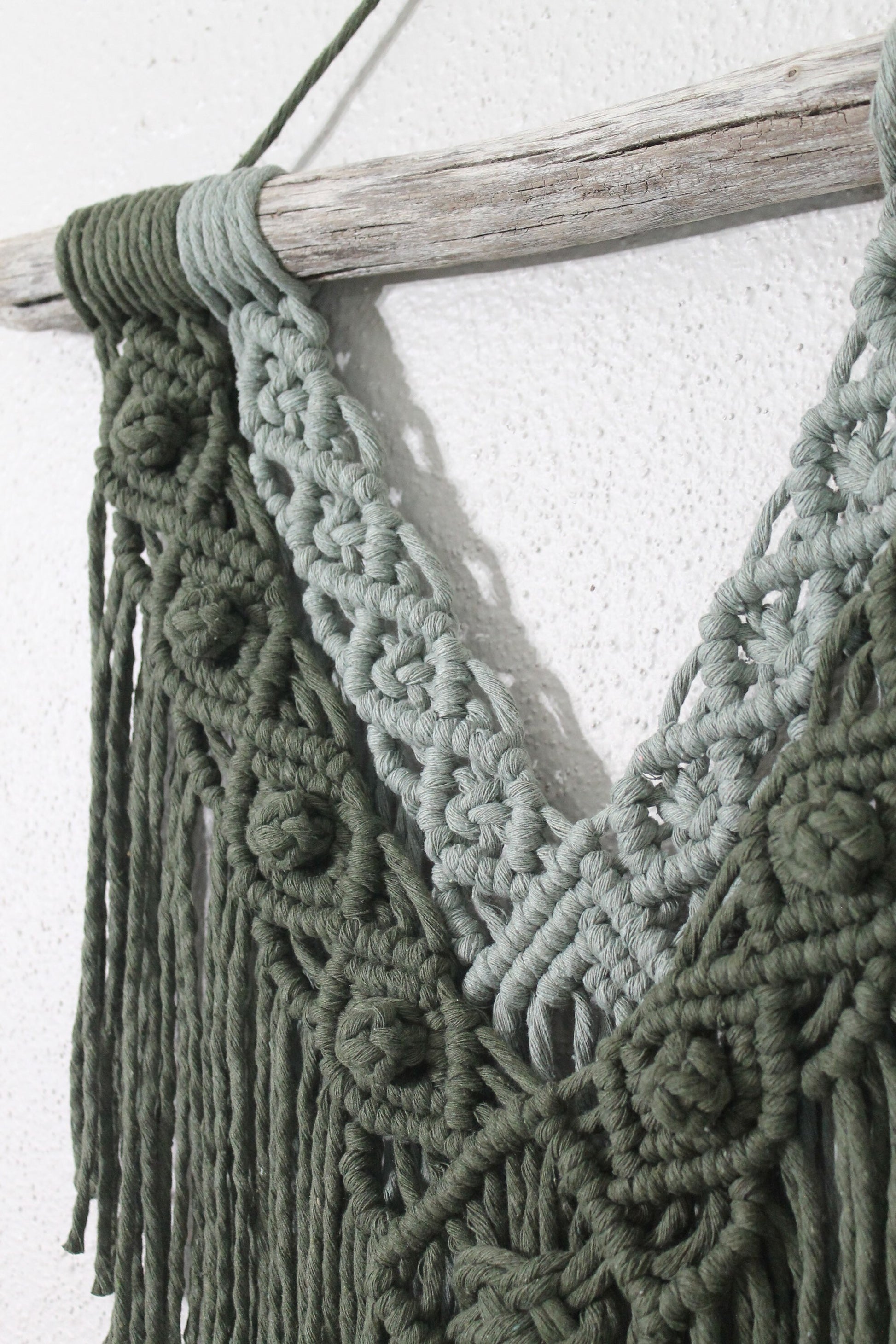 Large two tone green macrame wall hanging | wall art | boho | wall decor | wall tapestry | home decor