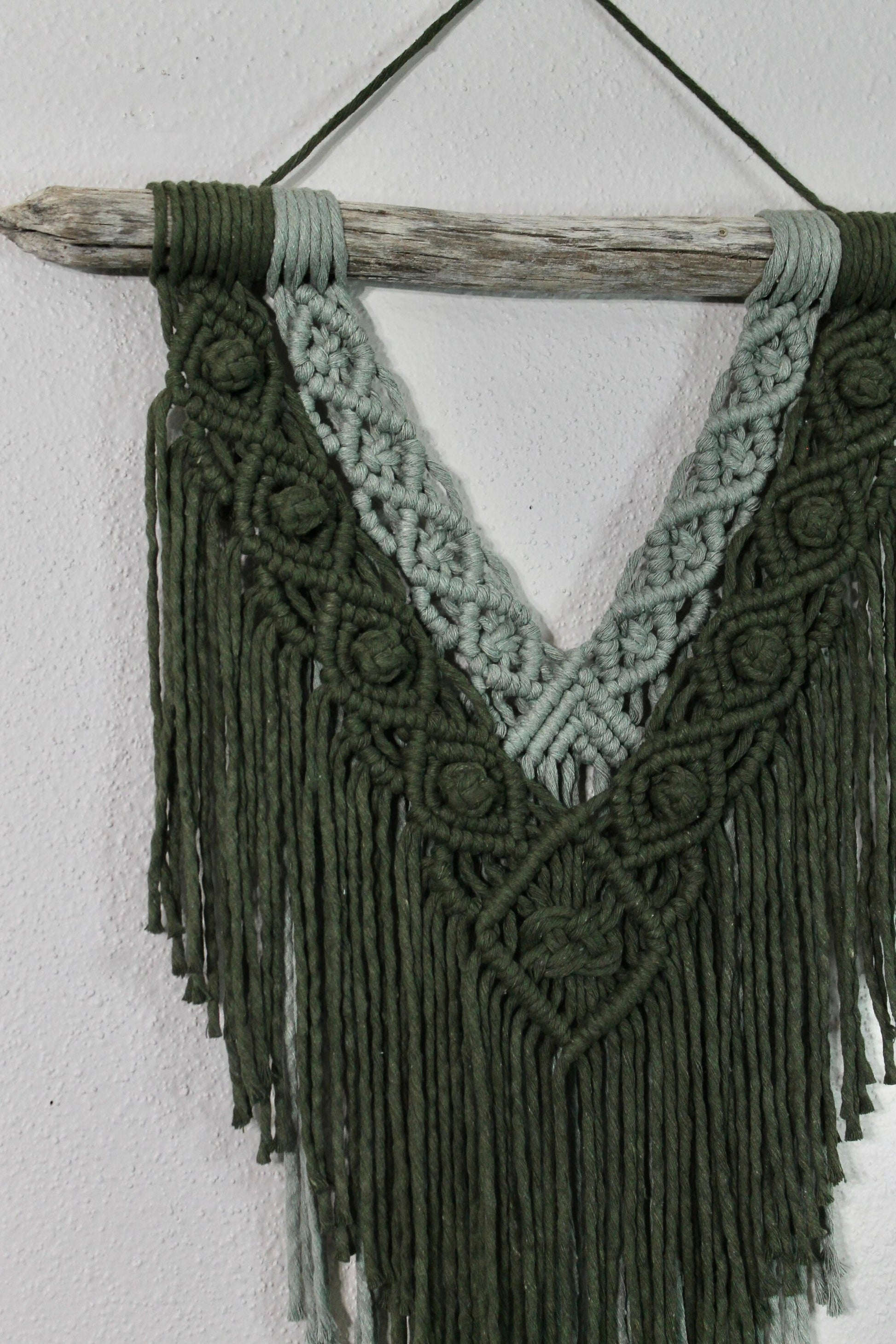 Large two tone green macrame wall hanging | wall art | boho | wall decor | wall tapestry | home decor
