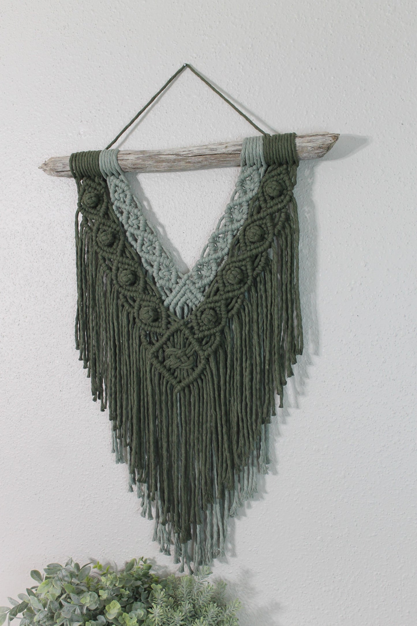 Large two tone green macrame wall hanging | wall art | boho | wall decor | wall tapestry | home decor