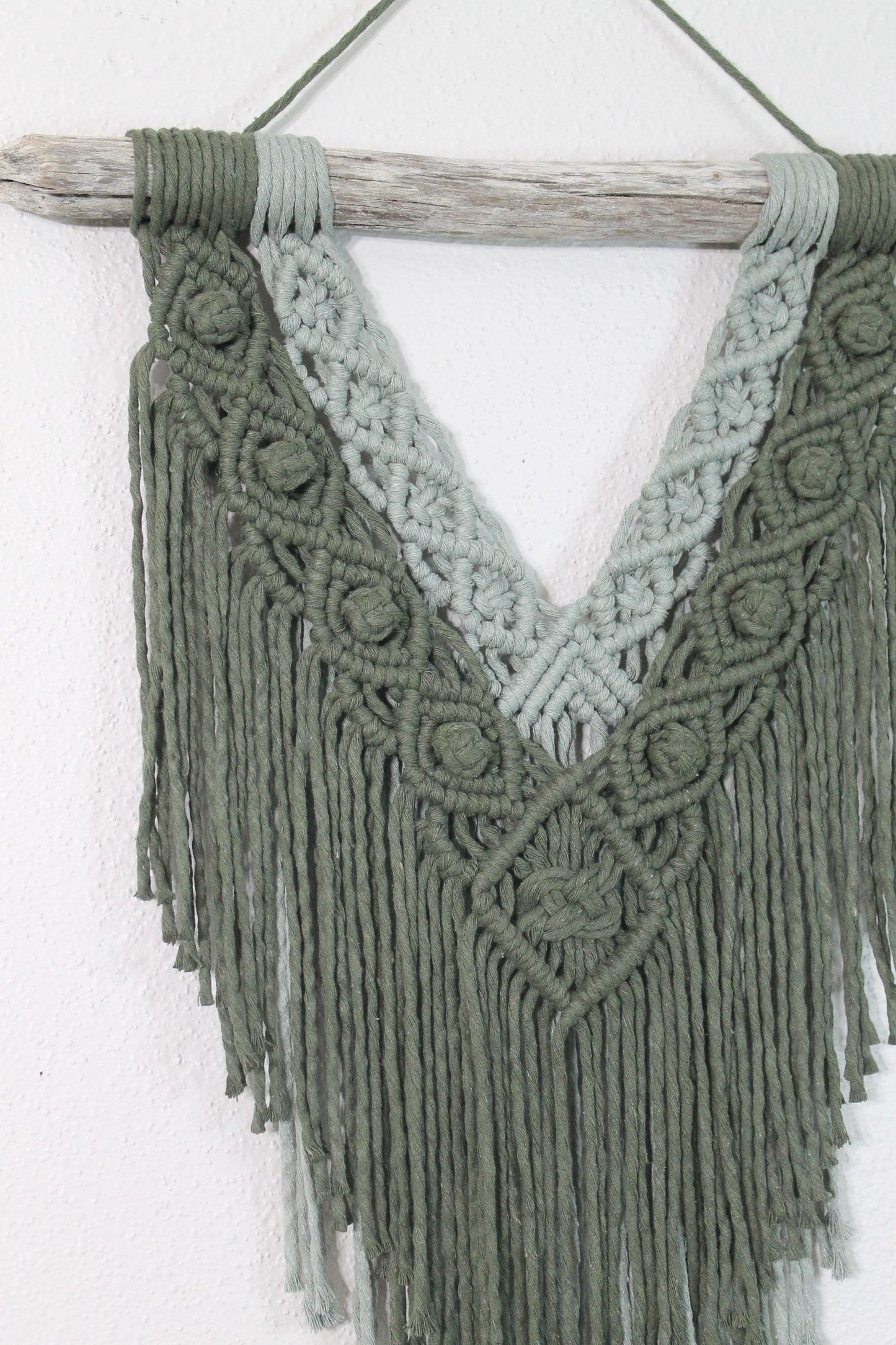 Large two tone green macrame wall hanging | wall art | boho | wall decor | wall tapestry | home decor