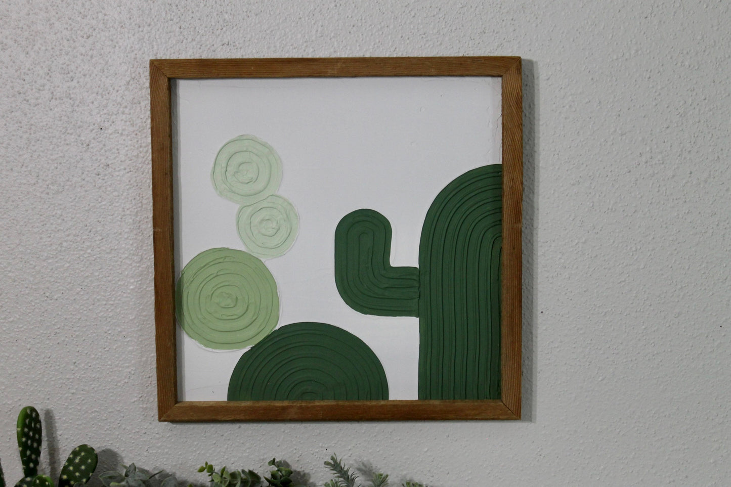 Cactus plaster decor | succulent | handmade barnwood frame | farmhouse decor | home decor | wall decor | handmade decor | plaster art
