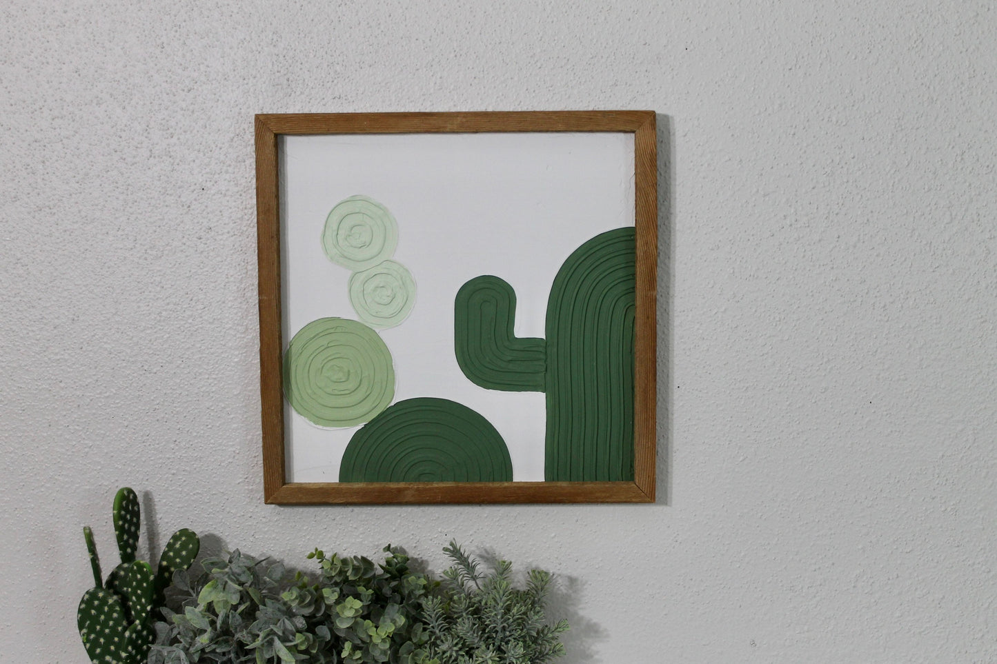 Cactus plaster decor | succulent | handmade barnwood frame | farmhouse decor | home decor | wall decor | handmade decor | plaster art