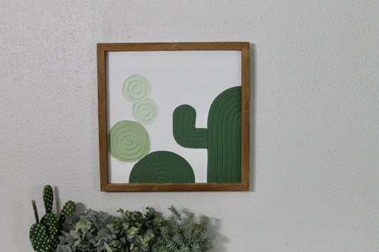 Cactus plaster decor | succulent | handmade barnwood frame | farmhouse decor | home decor | wall decor | handmade decor | plaster art
