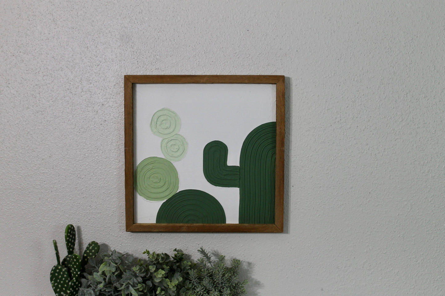 Cactus plaster decor | succulent | handmade barnwood frame | farmhouse decor | home decor | wall decor | handmade decor | plaster art