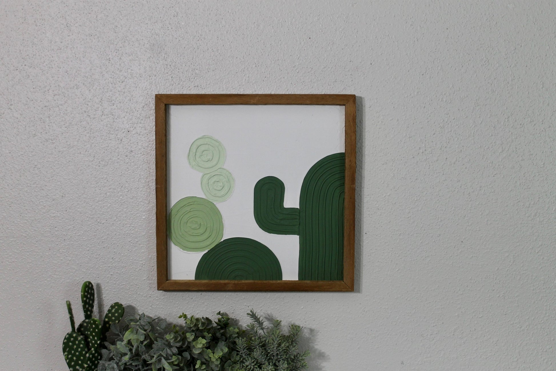 Cactus plaster decor | succulent | handmade barnwood frame | farmhouse decor | home decor | wall decor | handmade decor | plaster art