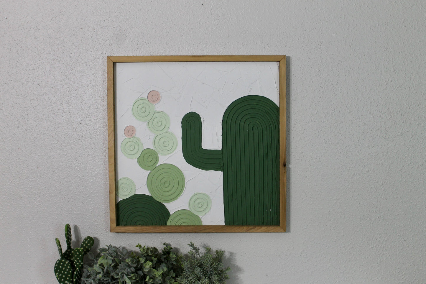 Cactus plaster decor | succulent | handmade barnwood frame | farmhouse decor | home decor | wall decor | handmade decor | plaster art