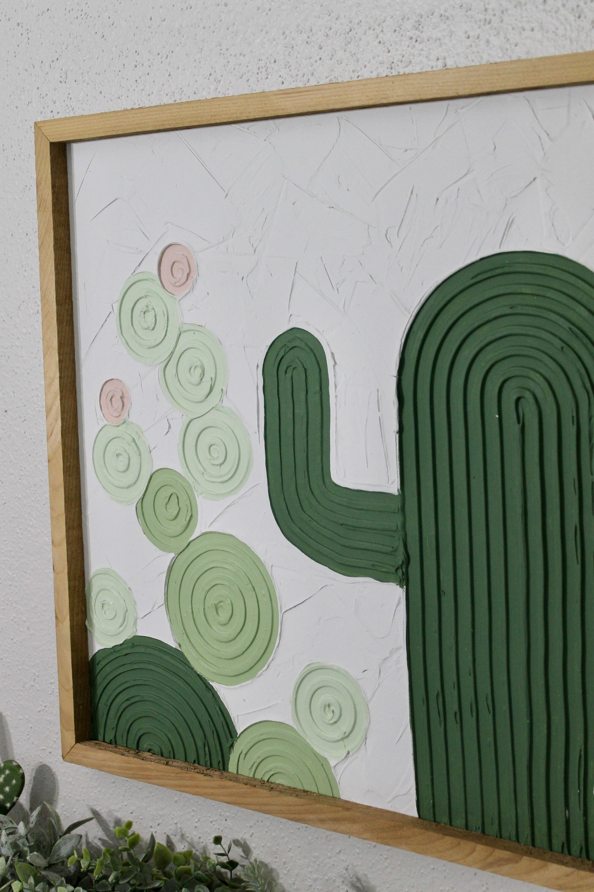 Cactus plaster decor | succulent | handmade barnwood frame | farmhouse decor | home decor | wall decor | handmade decor | plaster art