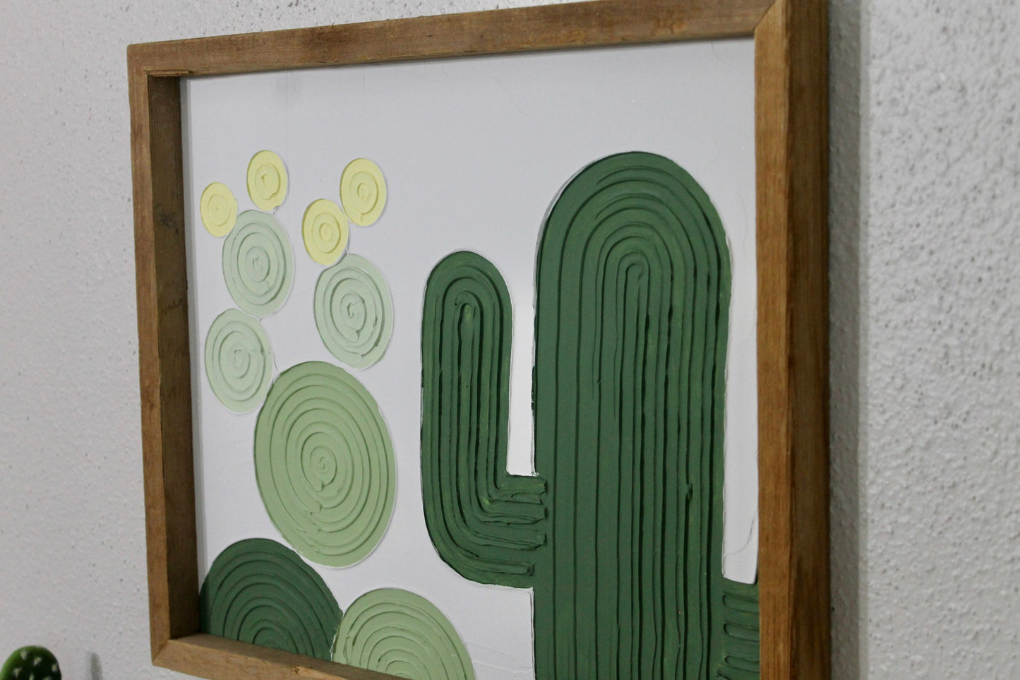 Cactus plaster decor | succulent | handmade barnwood frame | farmhouse decor | home decor | wall decor | handmade decor | plaster art