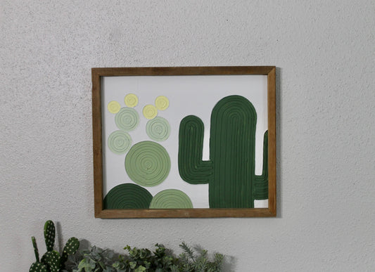 Cactus plaster decor | succulent | handmade barnwood frame | farmhouse decor | home decor | wall decor | handmade decor | plaster art