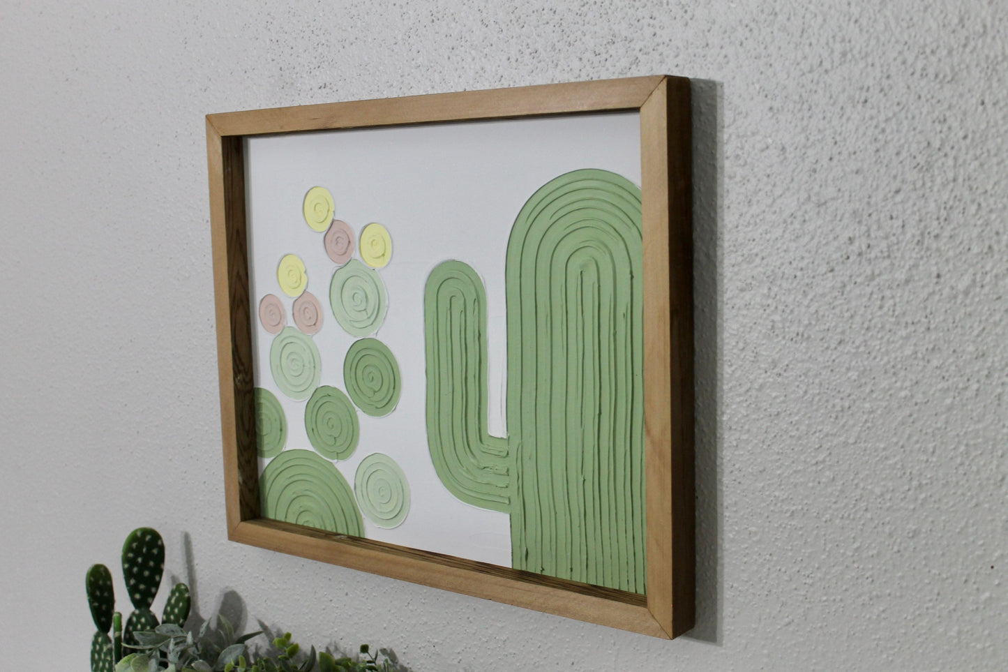 Cactus plaster decor | succulent | handmade barnwood frame | farmhouse decor | home decor | wall decor | handmade decor | plaster art