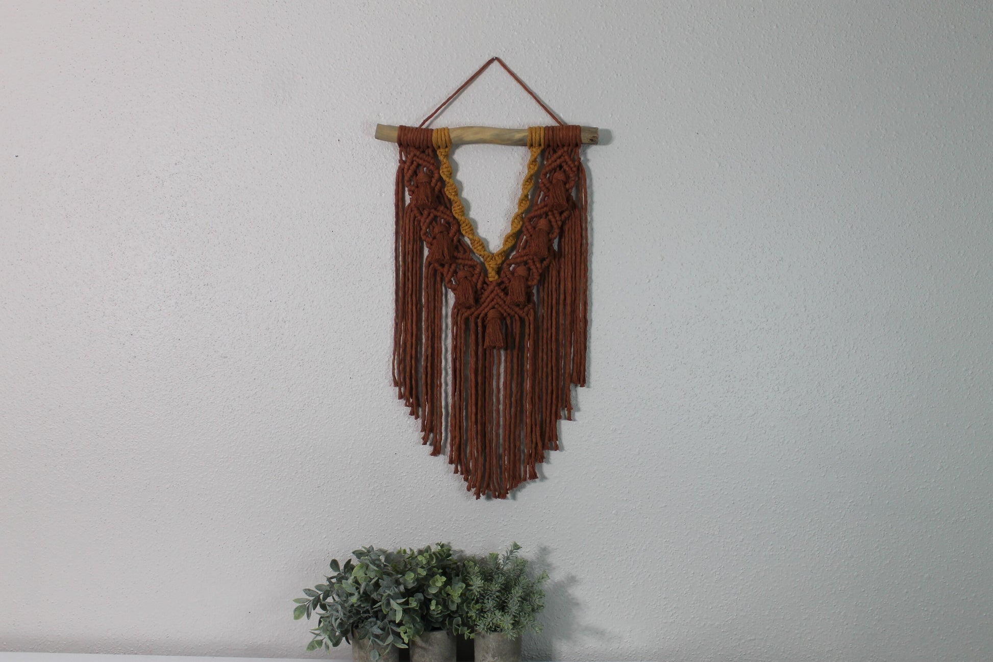 Large rust and mustard macrame wall hanging | wall art | boho | wall decor | wall tapestry | home decor