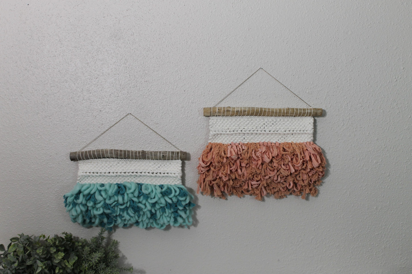 Mini peach blue woven wall hanging | wall art | weaving | woven tapestry | wall decor | wall tapestry | home decor | tapestry