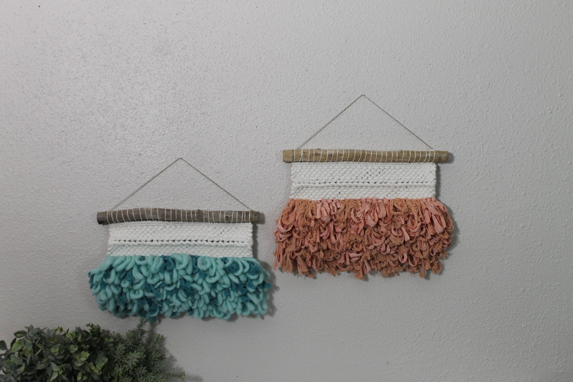 Mini peach blue woven wall hanging | wall art | weaving | woven tapestry | wall decor | wall tapestry | home decor | tapestry