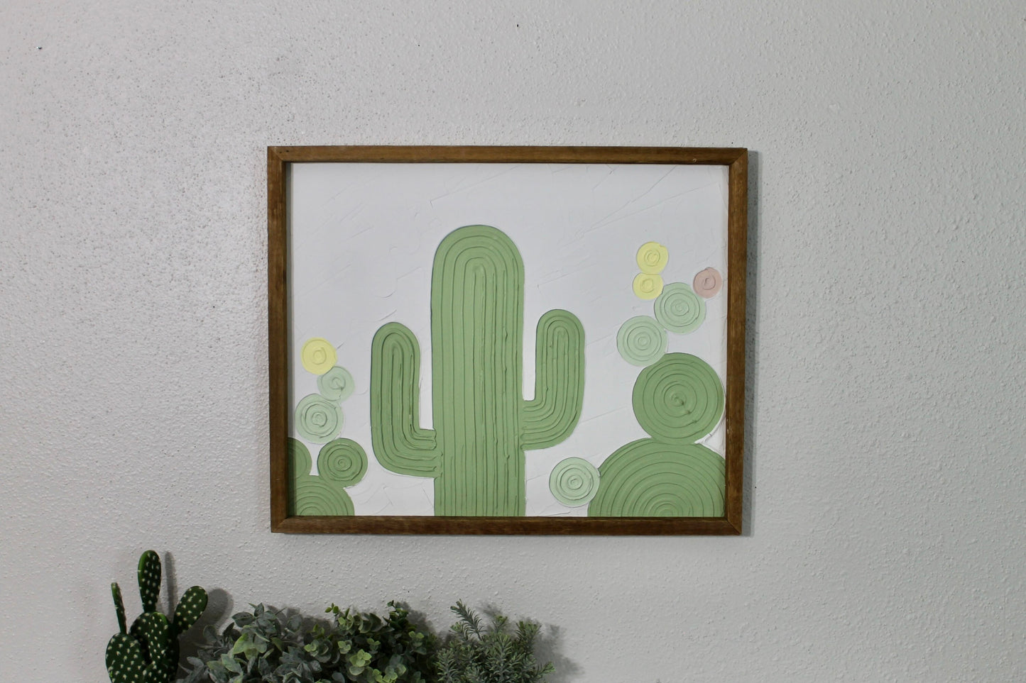 Cactus plaster decor | succulent | handmade barnwood frame | farmhouse decor | home decor | wall decor | handmade decor | plaster art
