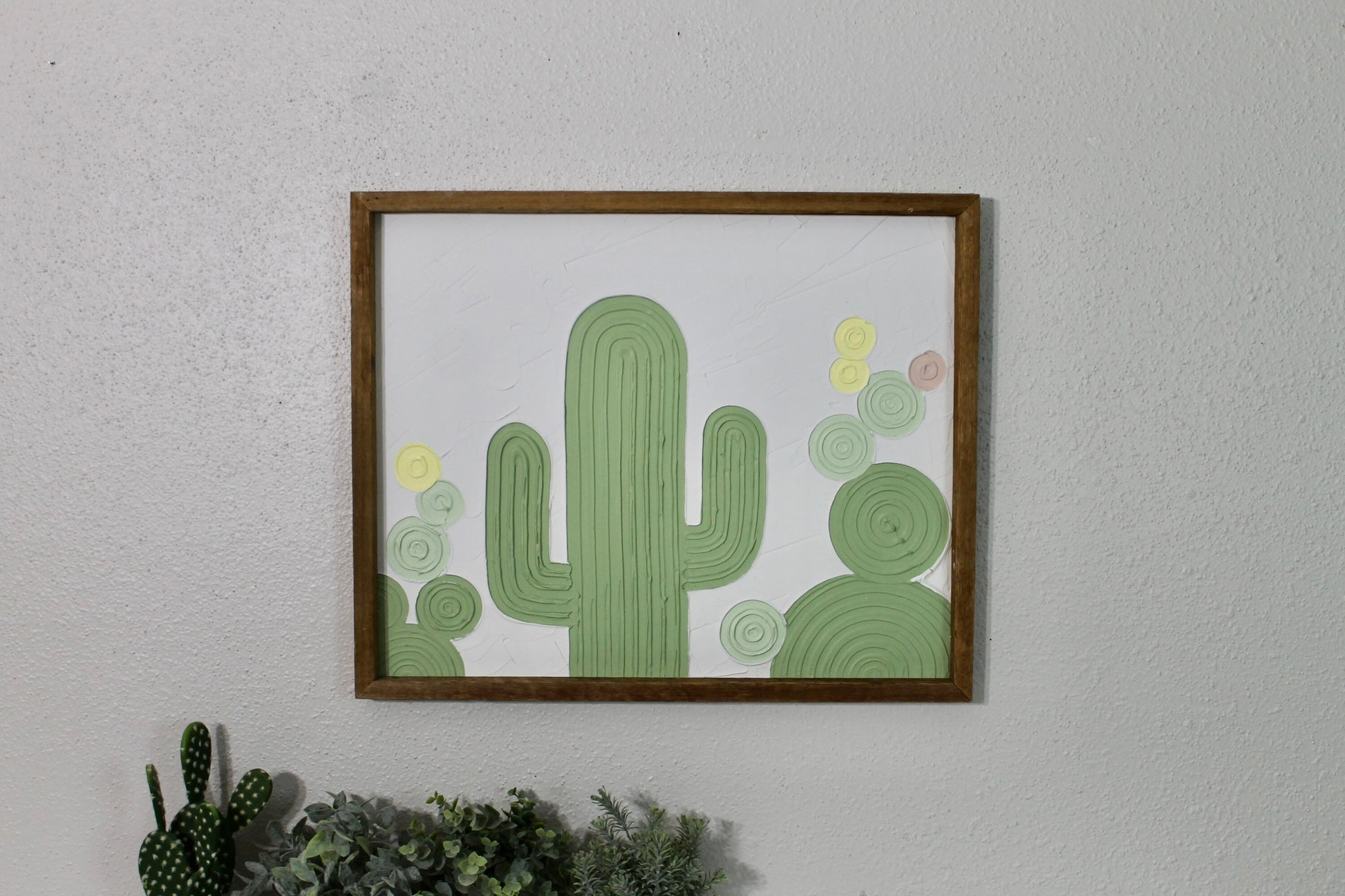 Cactus plaster decor | succulent | handmade barnwood frame | farmhouse decor | home decor | wall decor | handmade decor | plaster art