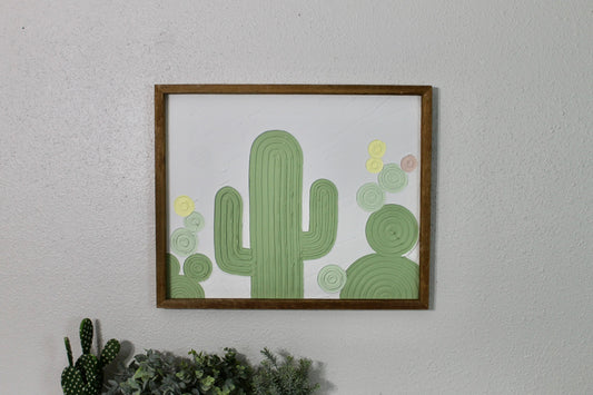 Cactus plaster decor | succulent | handmade barnwood frame | farmhouse decor | home decor | wall decor | handmade decor | plaster art