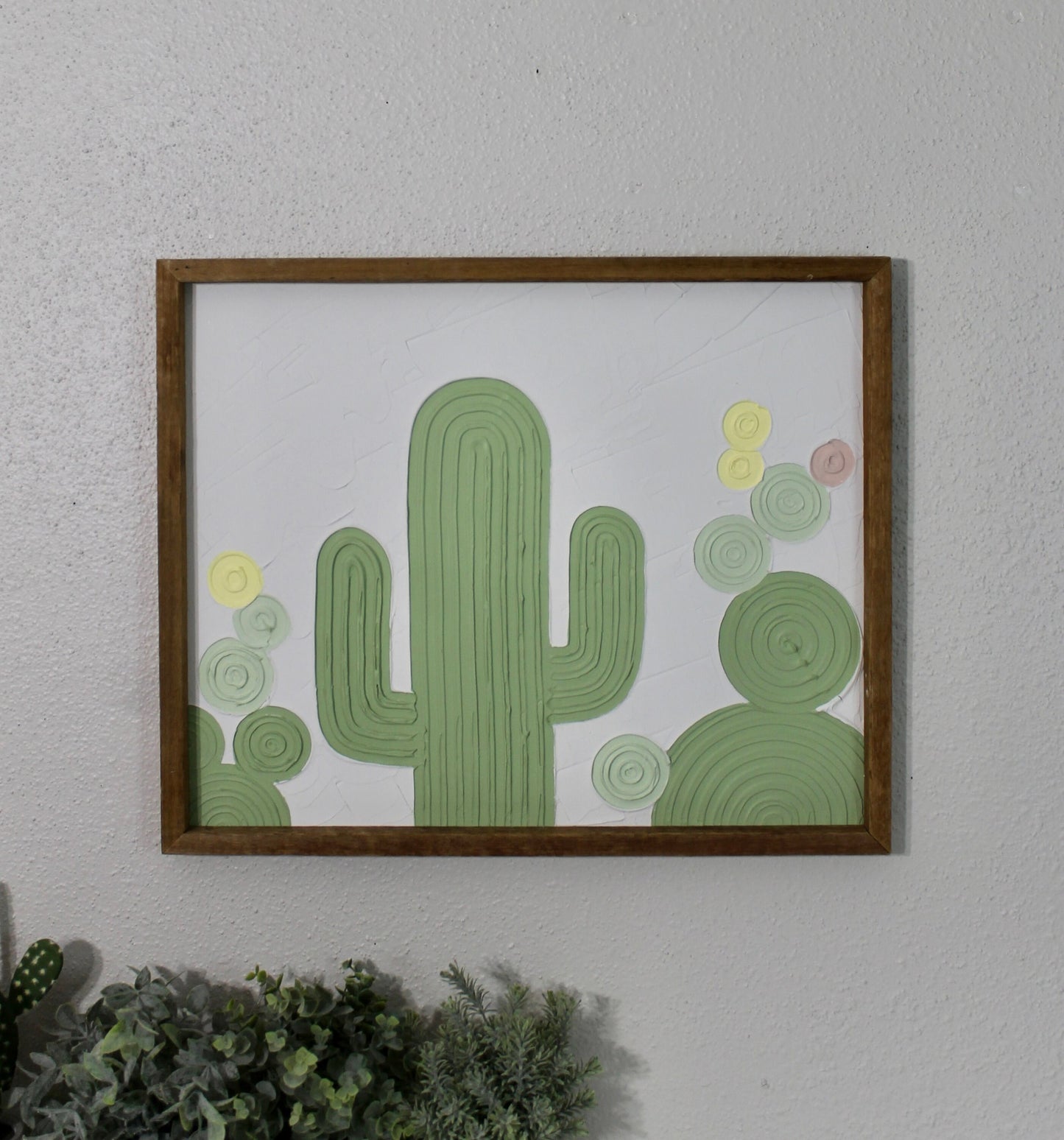 Cactus plaster decor | succulent | handmade barnwood frame | farmhouse decor | home decor | wall decor | handmade decor | plaster art