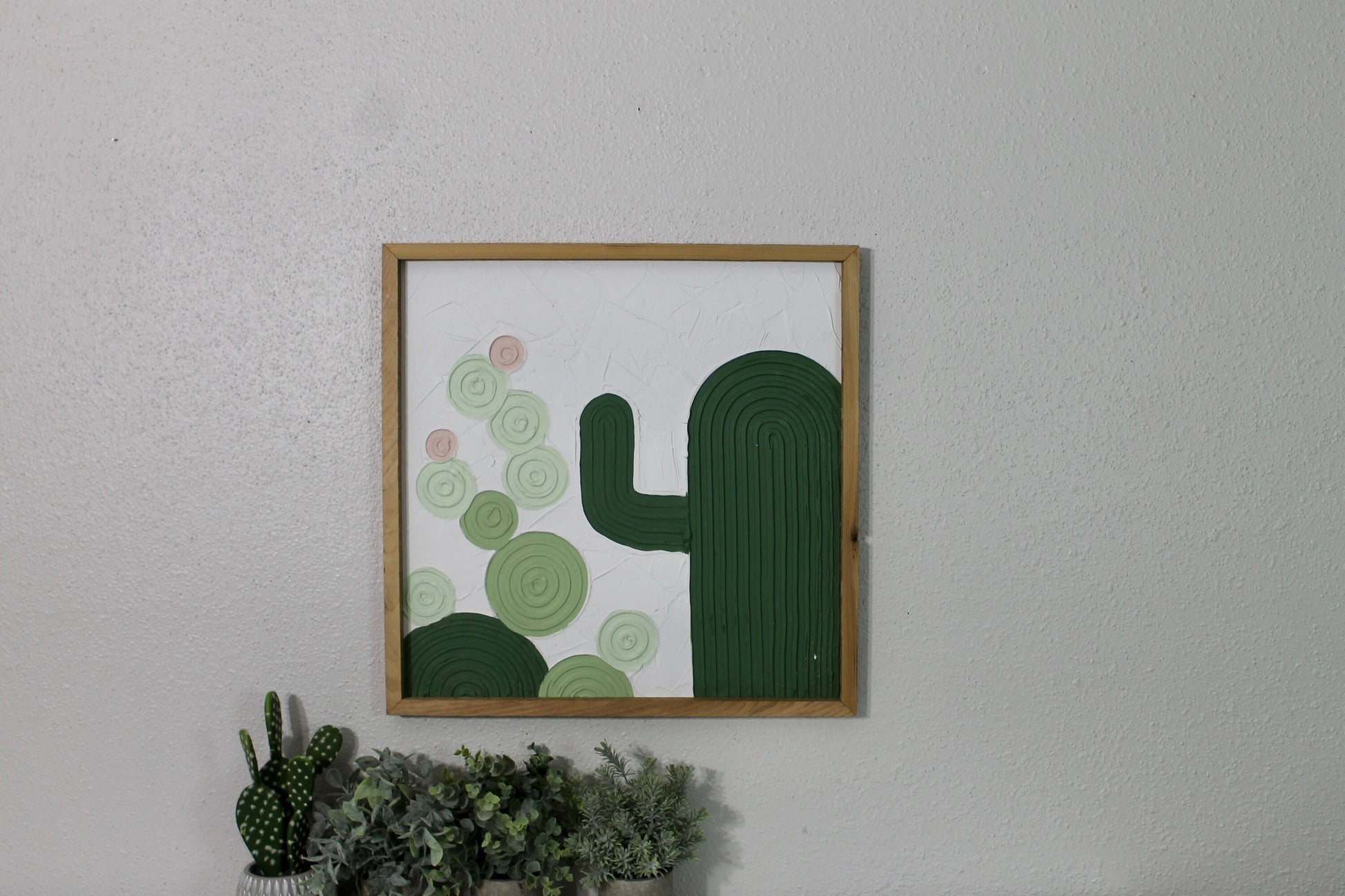 Cactus plaster decor | succulent | handmade barnwood frame | farmhouse decor | home decor | wall decor | handmade decor | plaster art