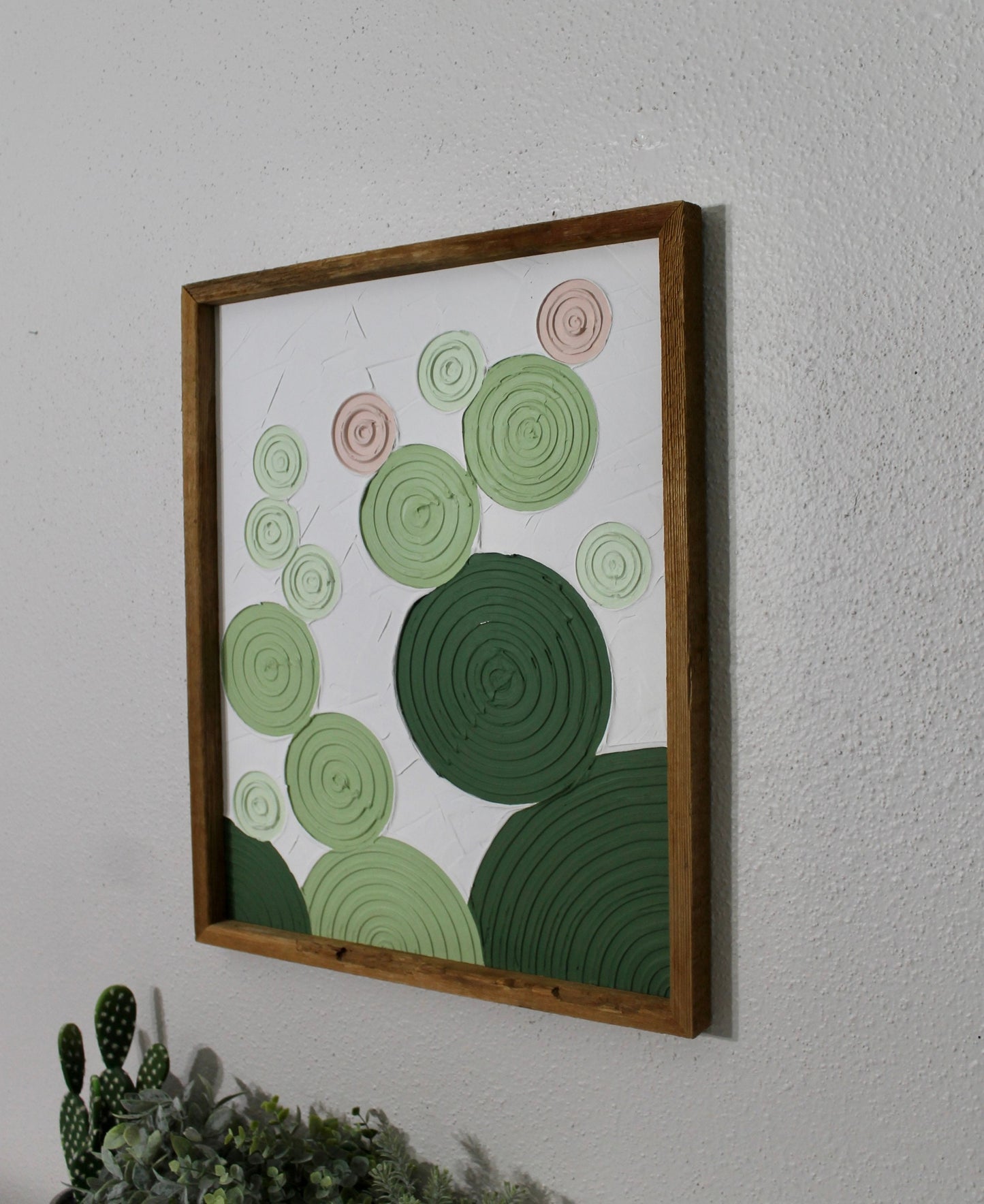 Cactus plaster decor | succulent | handmade barnwood frame | farmhouse decor | home decor | wall decor | handmade decor | plaster art