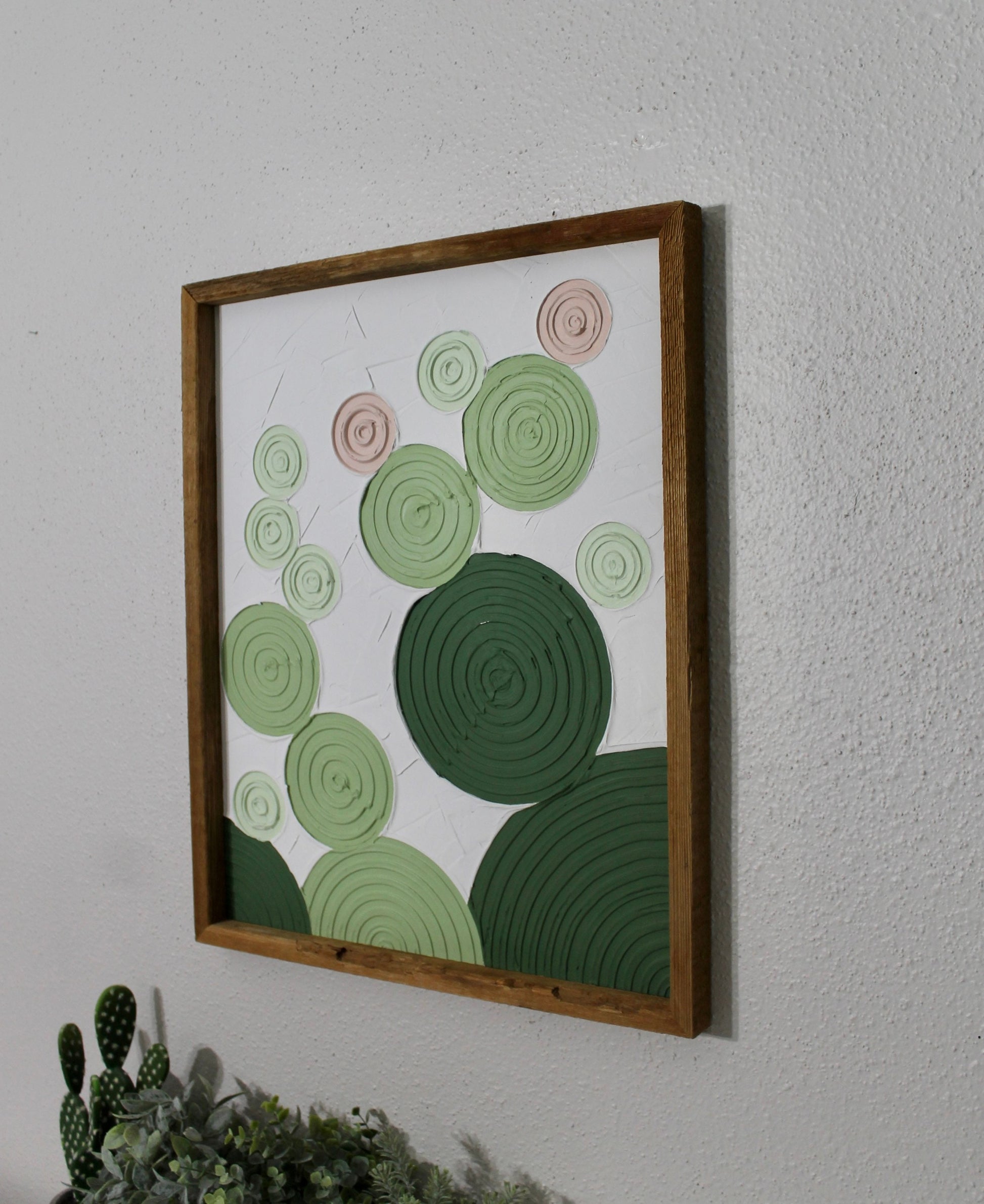 Cactus plaster decor | succulent | handmade barnwood frame | farmhouse decor | home decor | wall decor | handmade decor | plaster art