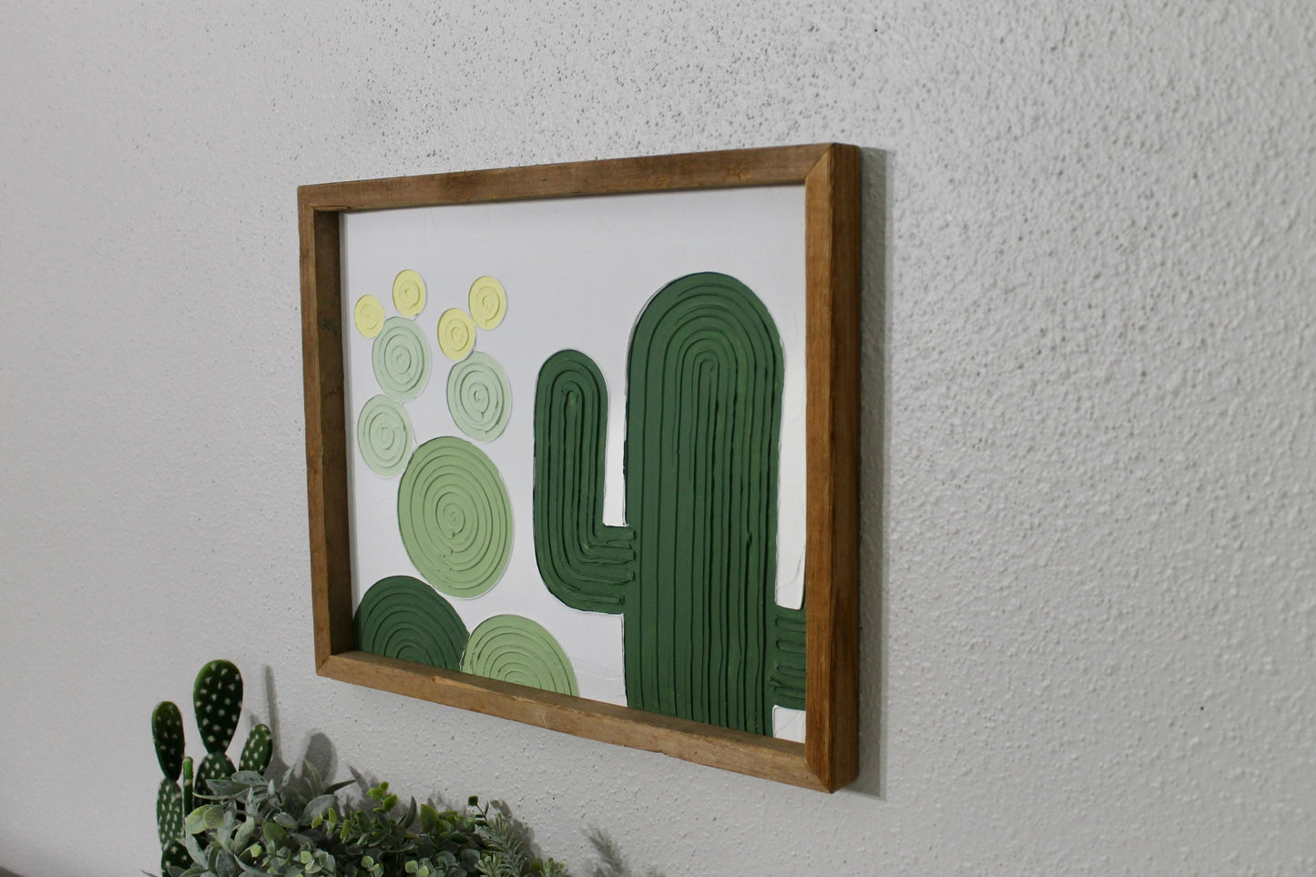 Cactus plaster decor | succulent | handmade barnwood frame | farmhouse decor | home decor | wall decor | handmade decor | plaster art