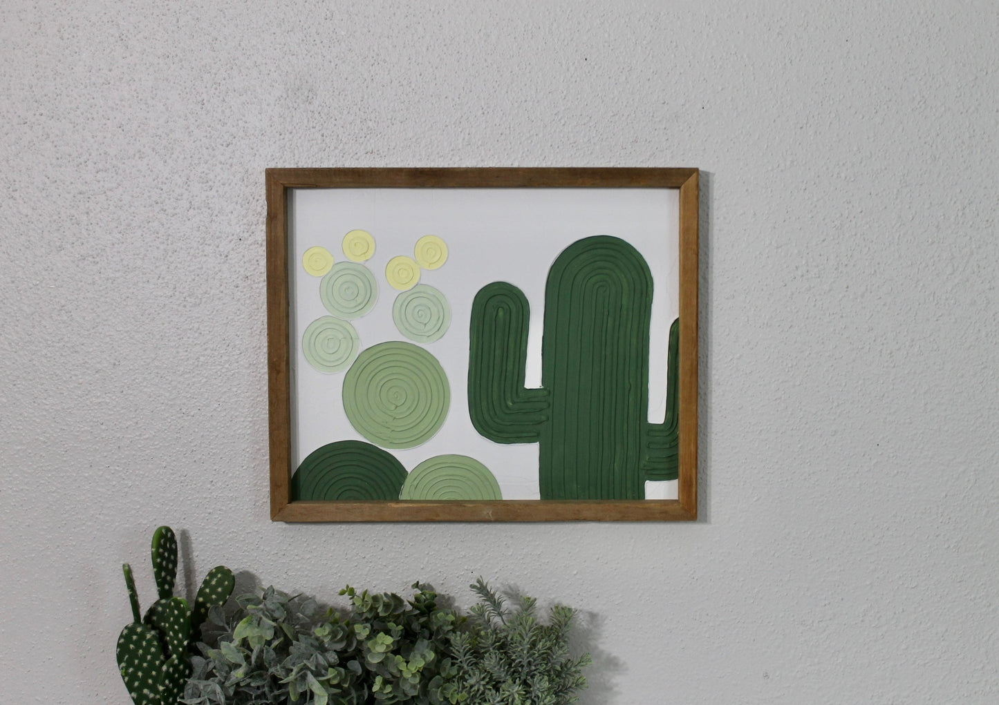 Cactus plaster decor | succulent | handmade barnwood frame | farmhouse decor | home decor | wall decor | handmade decor | plaster art