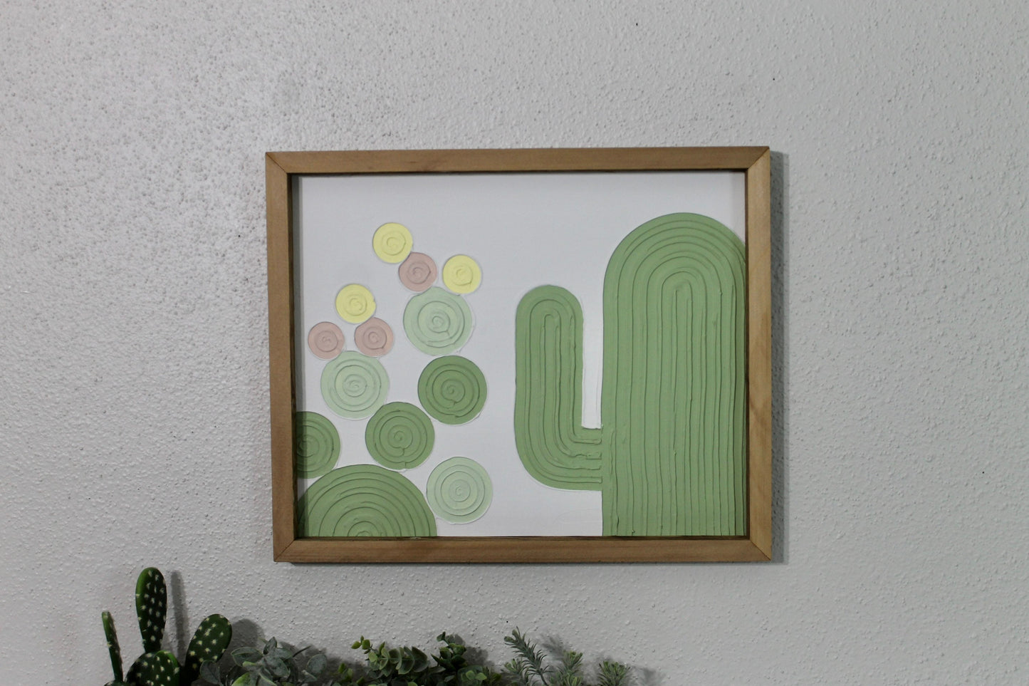 Cactus plaster decor | succulent | handmade barnwood frame | farmhouse decor | home decor | wall decor | handmade decor | plaster art