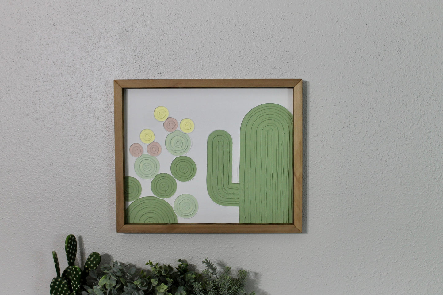 Cactus plaster decor | succulent | handmade barnwood frame | farmhouse decor | home decor | wall decor | handmade decor | plaster art