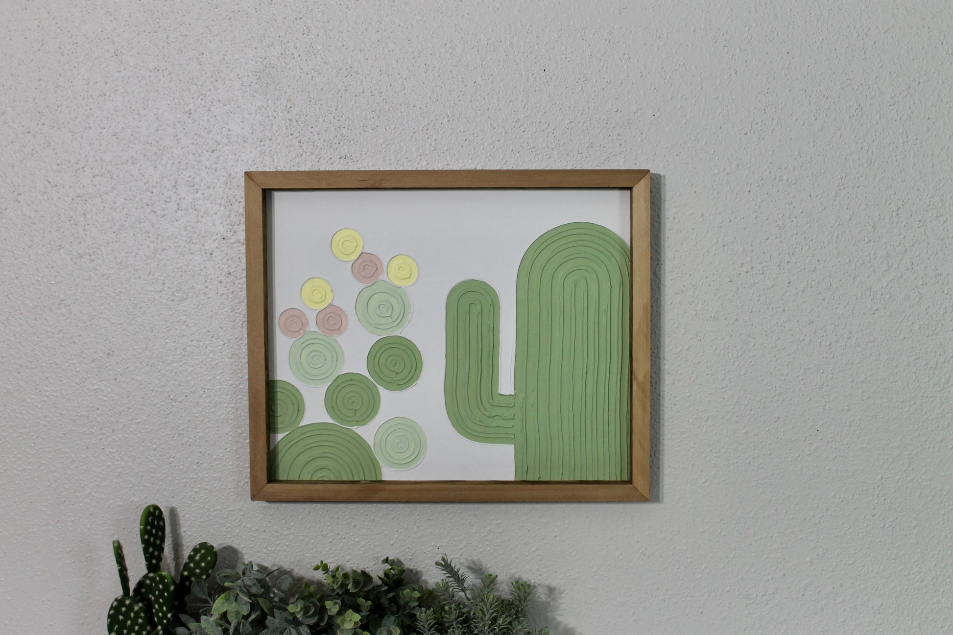 Cactus plaster decor | succulent | handmade barnwood frame | farmhouse decor | home decor | wall decor | handmade decor | plaster art