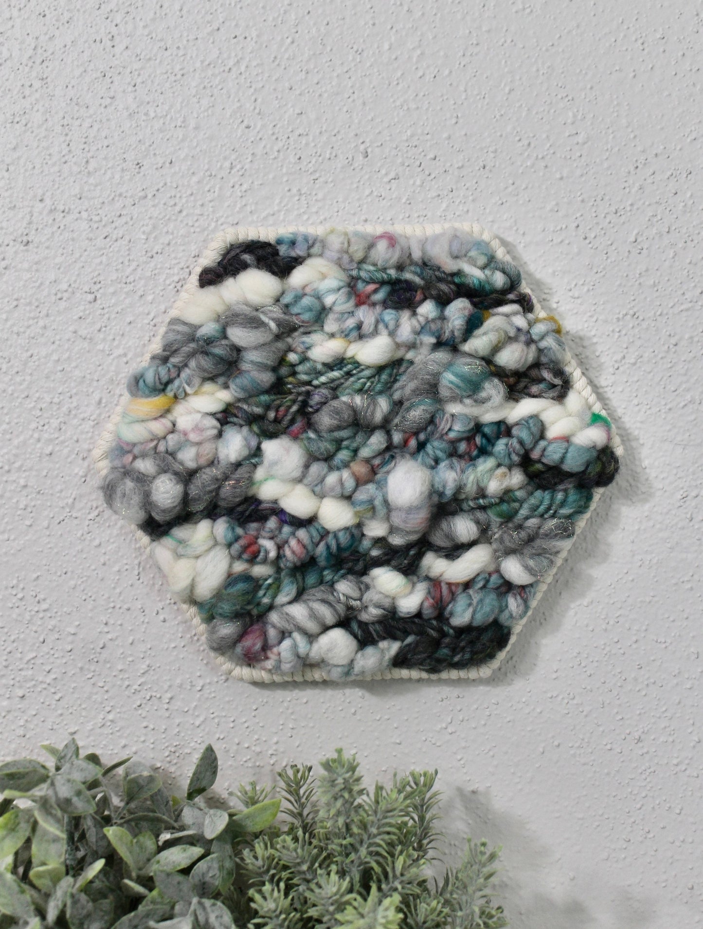 Blue small hexagon woven wall tapestry | small wall hanging | abstract | wall art | weaving | woven tapestry | wall decor | home decor