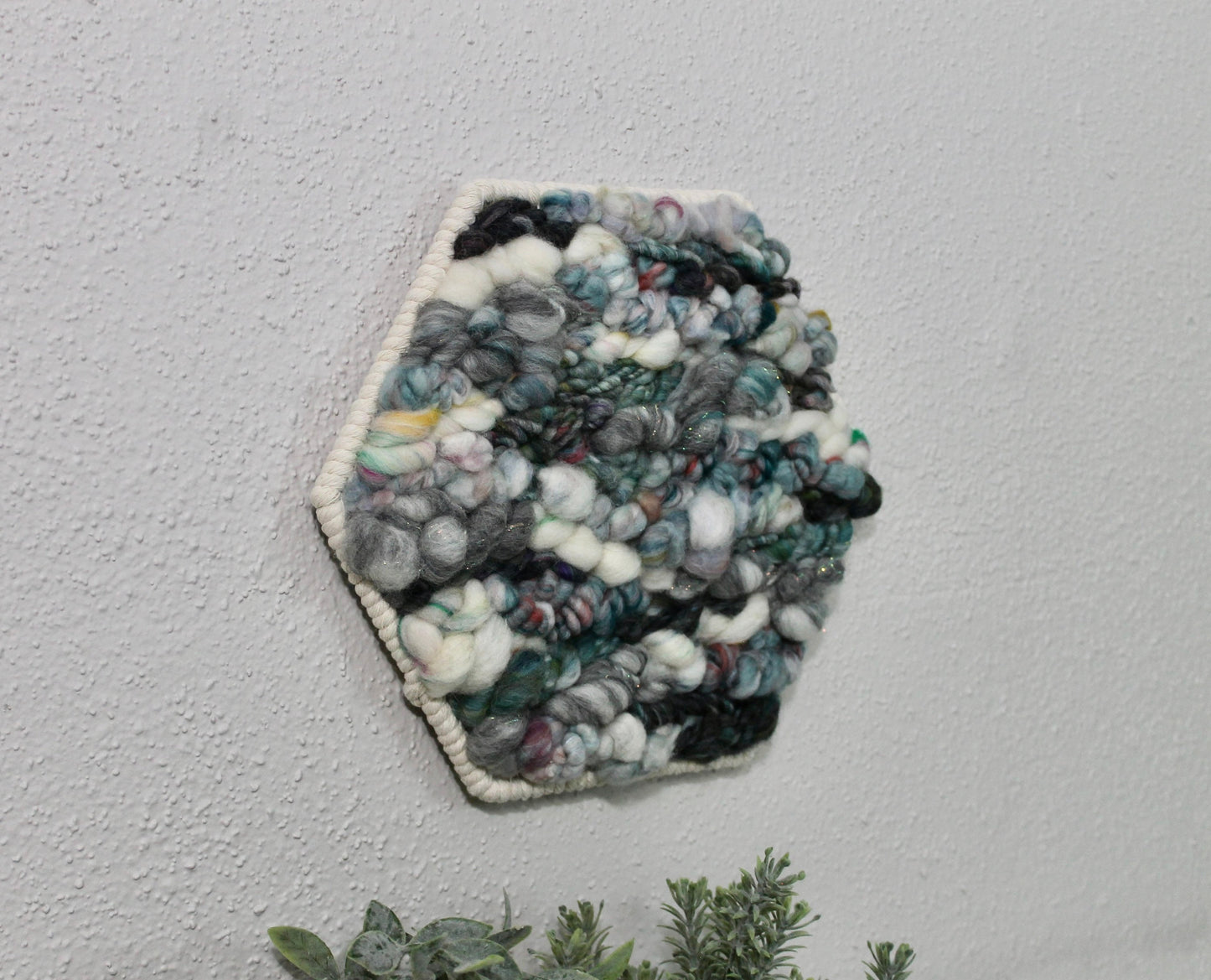 Blue small hexagon woven wall tapestry | small wall hanging | abstract | wall art | weaving | woven tapestry | wall decor | home decor