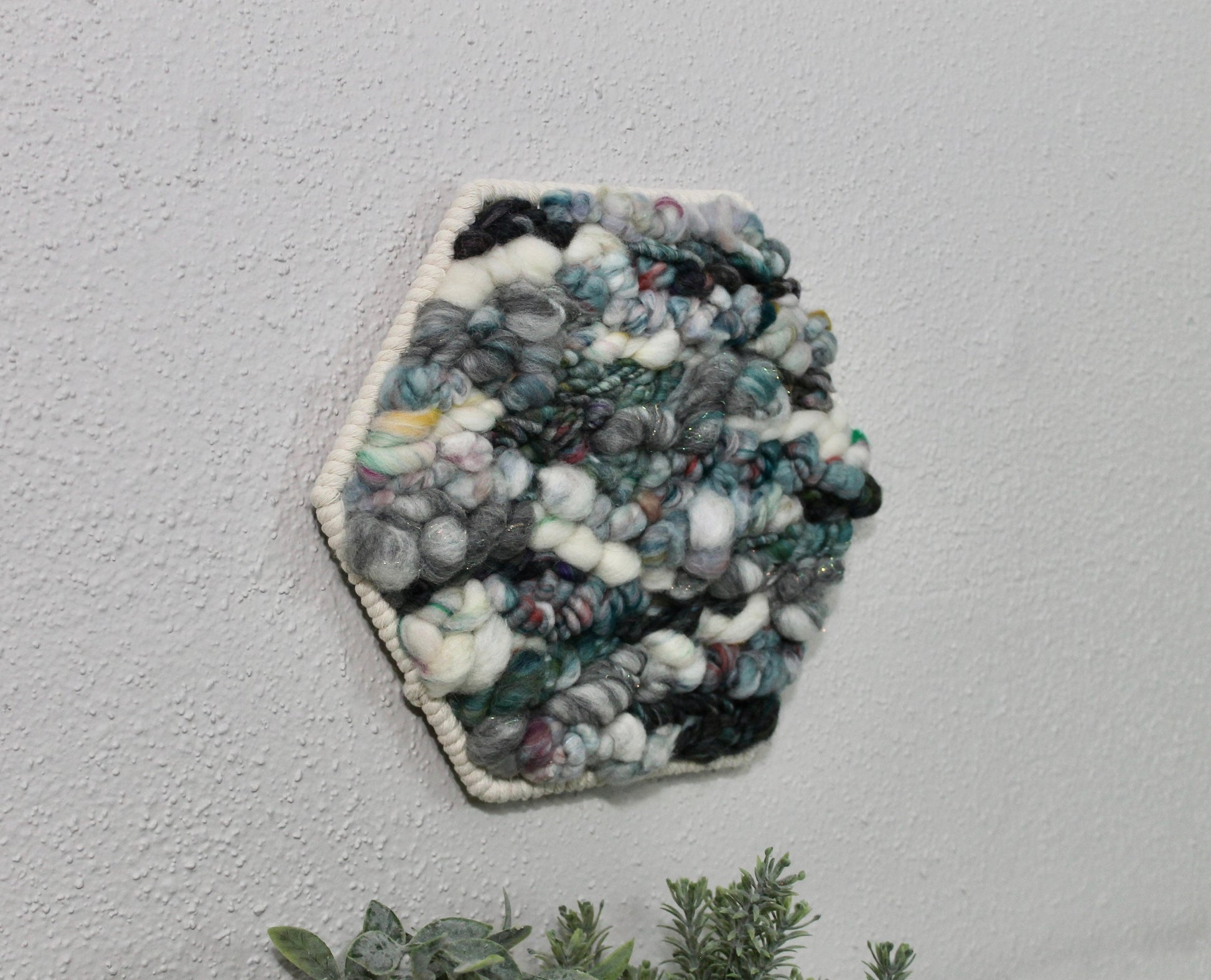 Blue small hexagon woven wall tapestry | small wall hanging | abstract | wall art | weaving | woven tapestry | wall decor | home decor