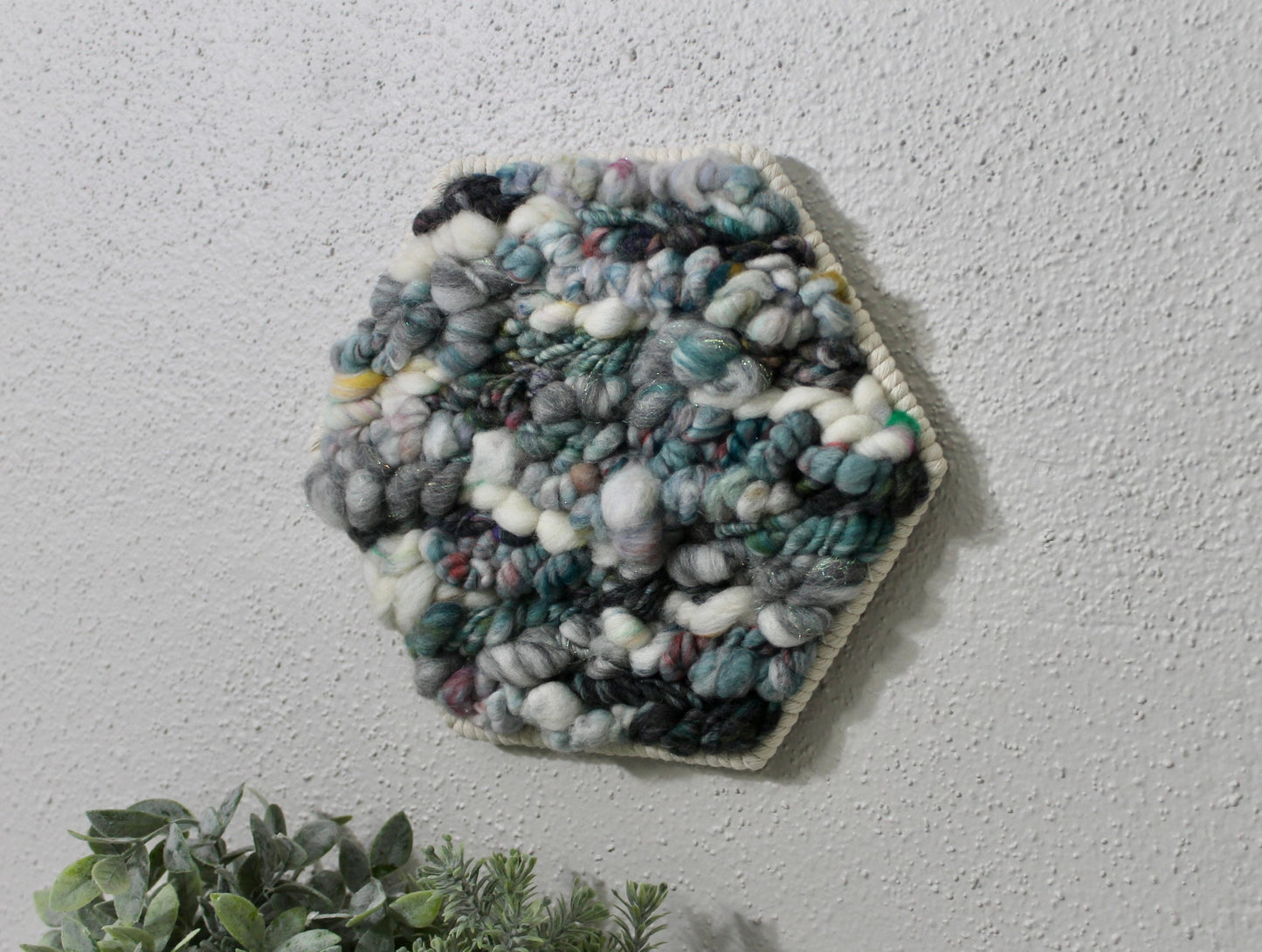 Blue small hexagon woven wall tapestry | small wall hanging | abstract | wall art | weaving | woven tapestry | wall decor | home decor