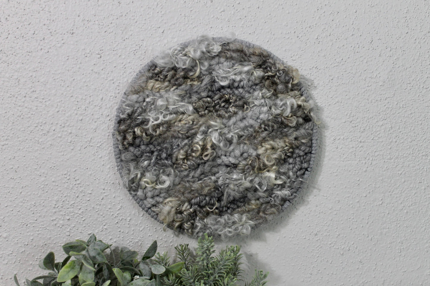 Neutral gray circle woven wall tapestry | small neutral wall hanging | wall art | weaving | woven tapestry | wall decor | home decor