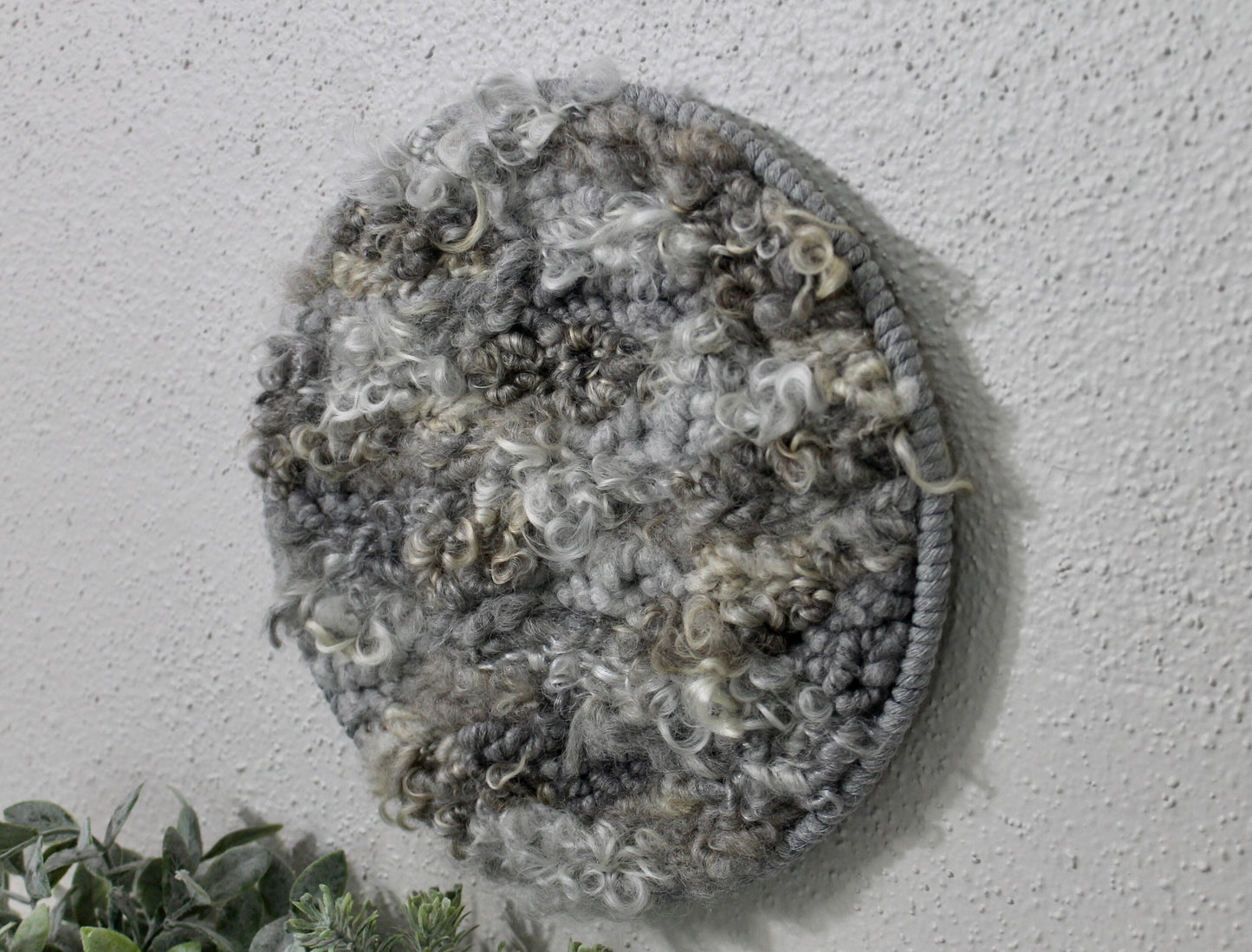 Neutral gray circle woven wall tapestry | small neutral wall hanging | wall art | weaving | woven tapestry | wall decor | home decor