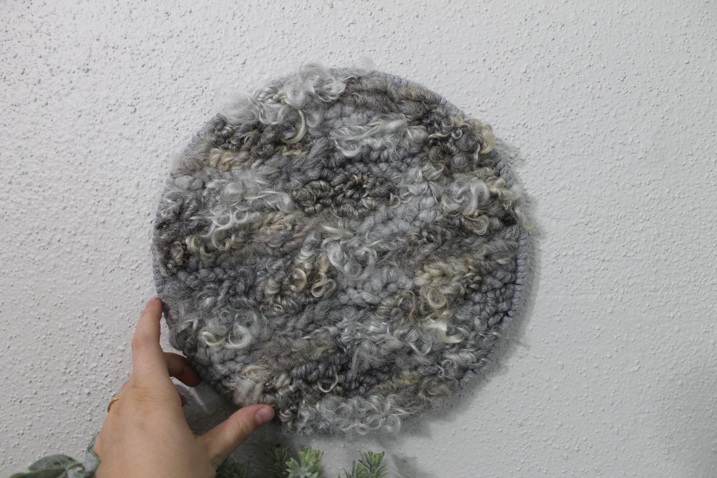Neutral gray circle woven wall tapestry | small neutral wall hanging | wall art | weaving | woven tapestry | wall decor | home decor