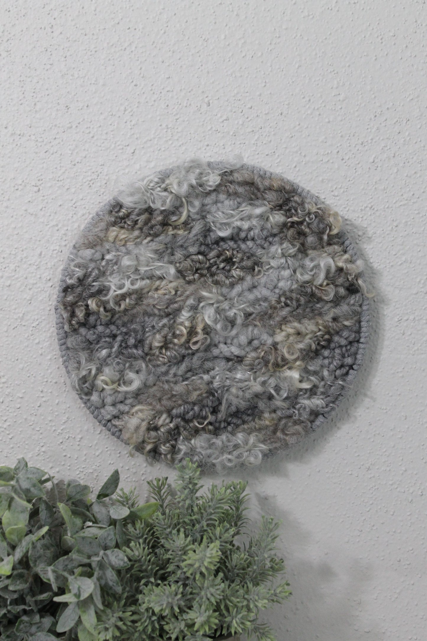 Neutral gray circle woven wall tapestry | small neutral wall hanging | wall art | weaving | woven tapestry | wall decor | home decor