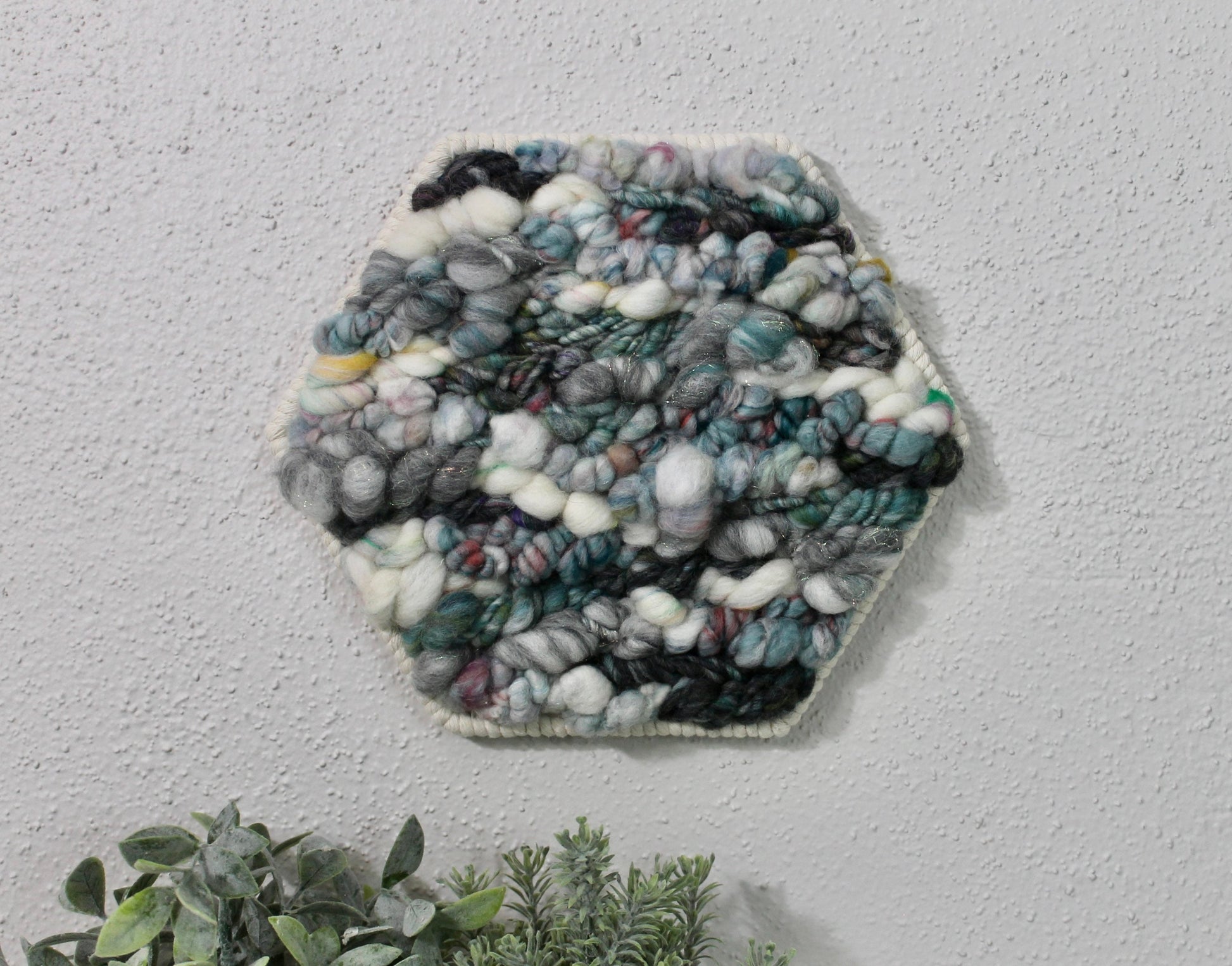 Blue small hexagon woven wall tapestry | small wall hanging | abstract | wall art | weaving | woven tapestry | wall decor | home decor