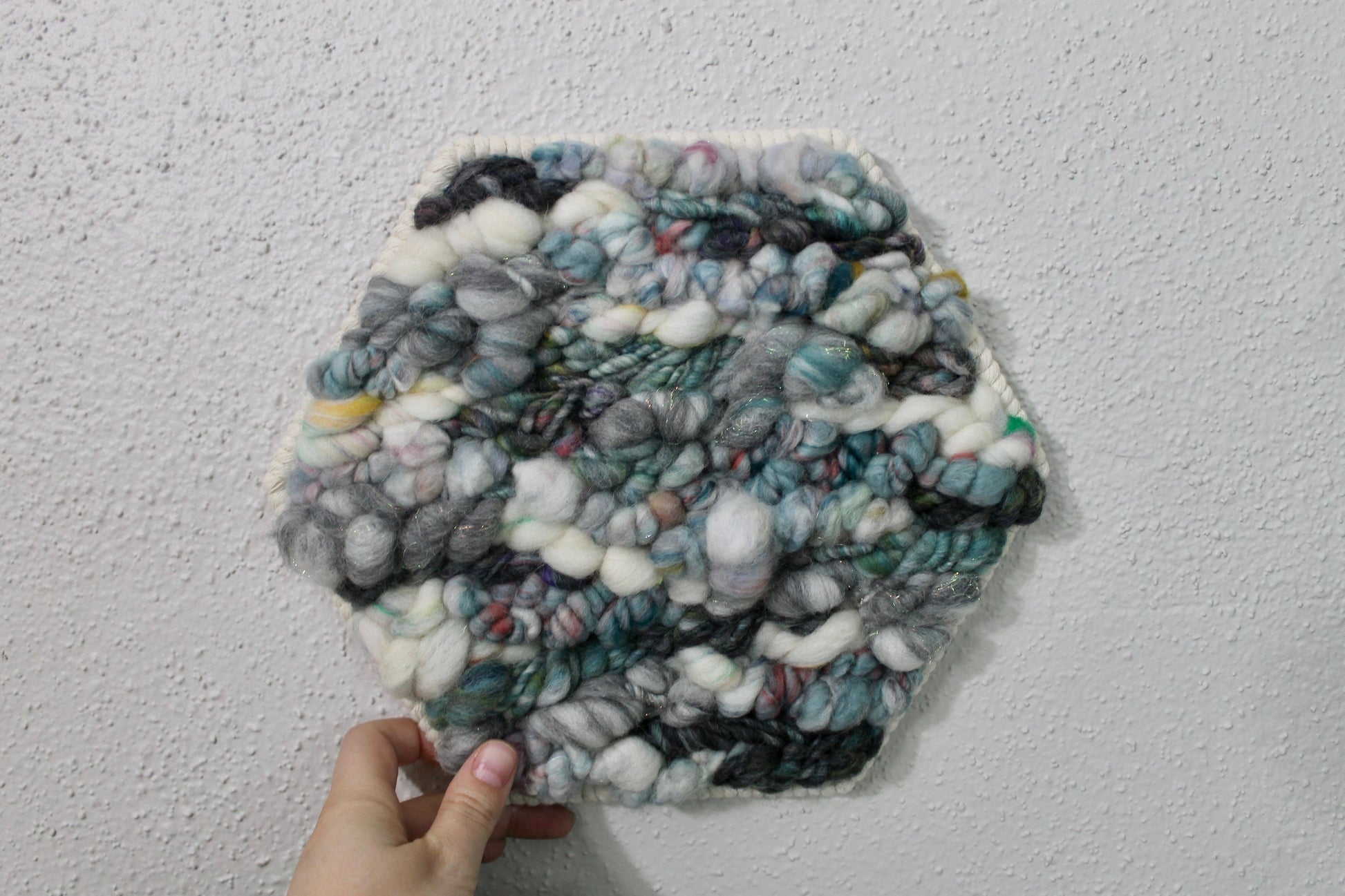 Blue small hexagon woven wall tapestry | small wall hanging | abstract | wall art | weaving | woven tapestry | wall decor | home decor