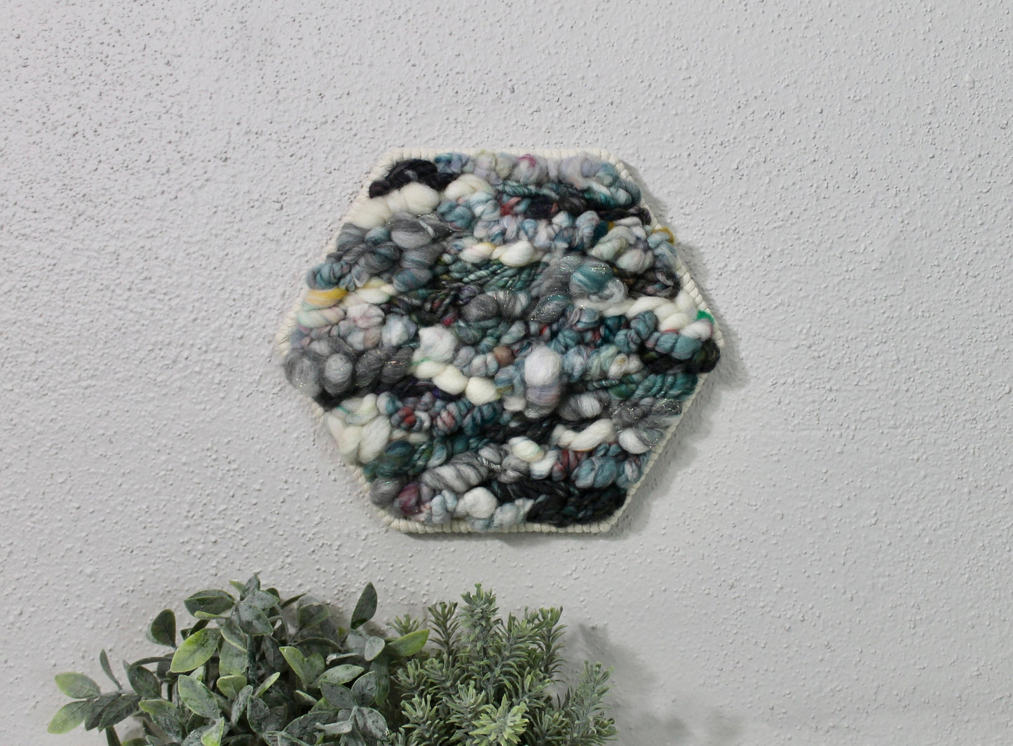 Blue small hexagon woven wall tapestry | small wall hanging | abstract | wall art | weaving | woven tapestry | wall decor | home decor