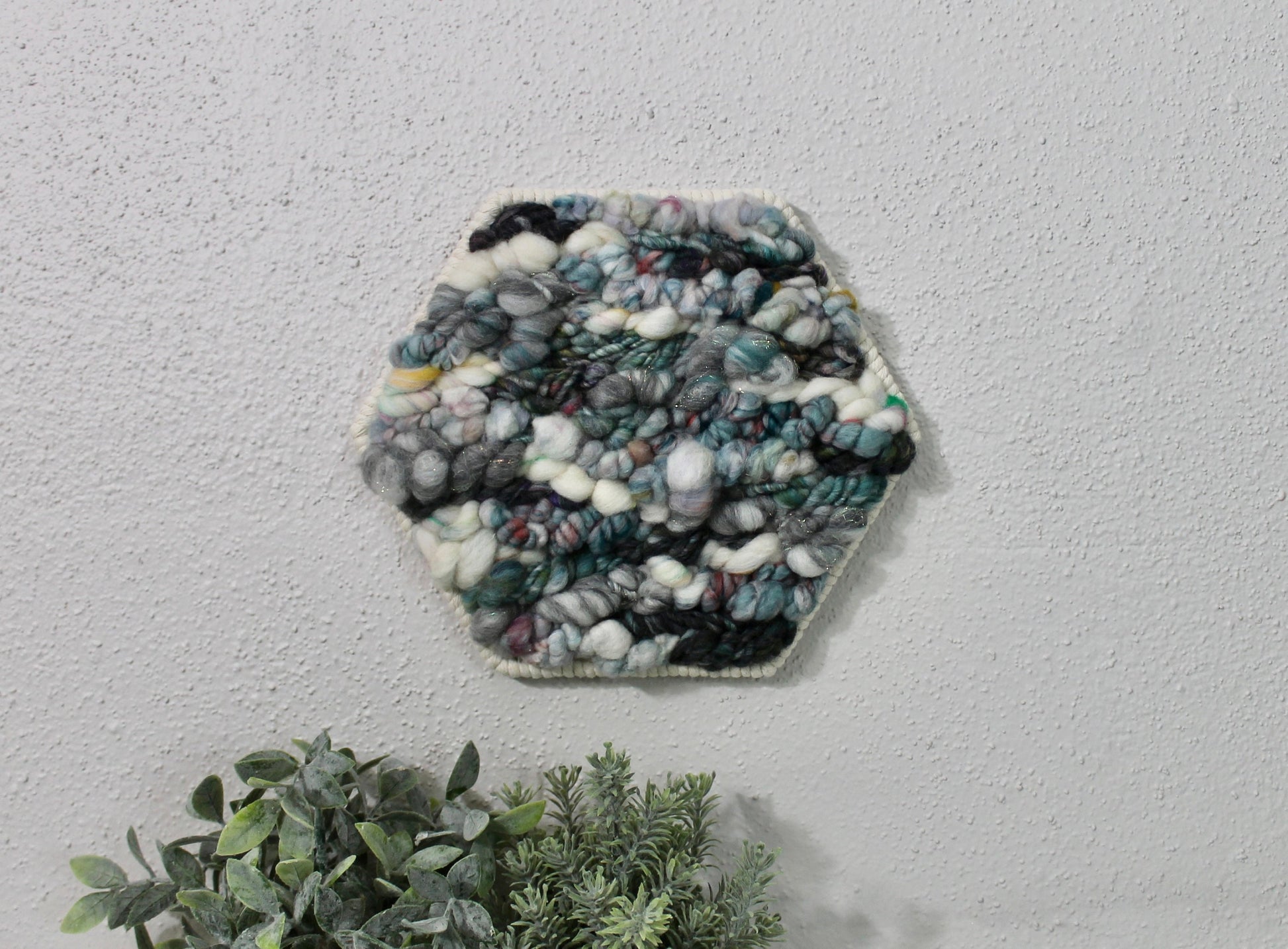 Blue small hexagon woven wall tapestry | small wall hanging | abstract | wall art | weaving | woven tapestry | wall decor | home decor