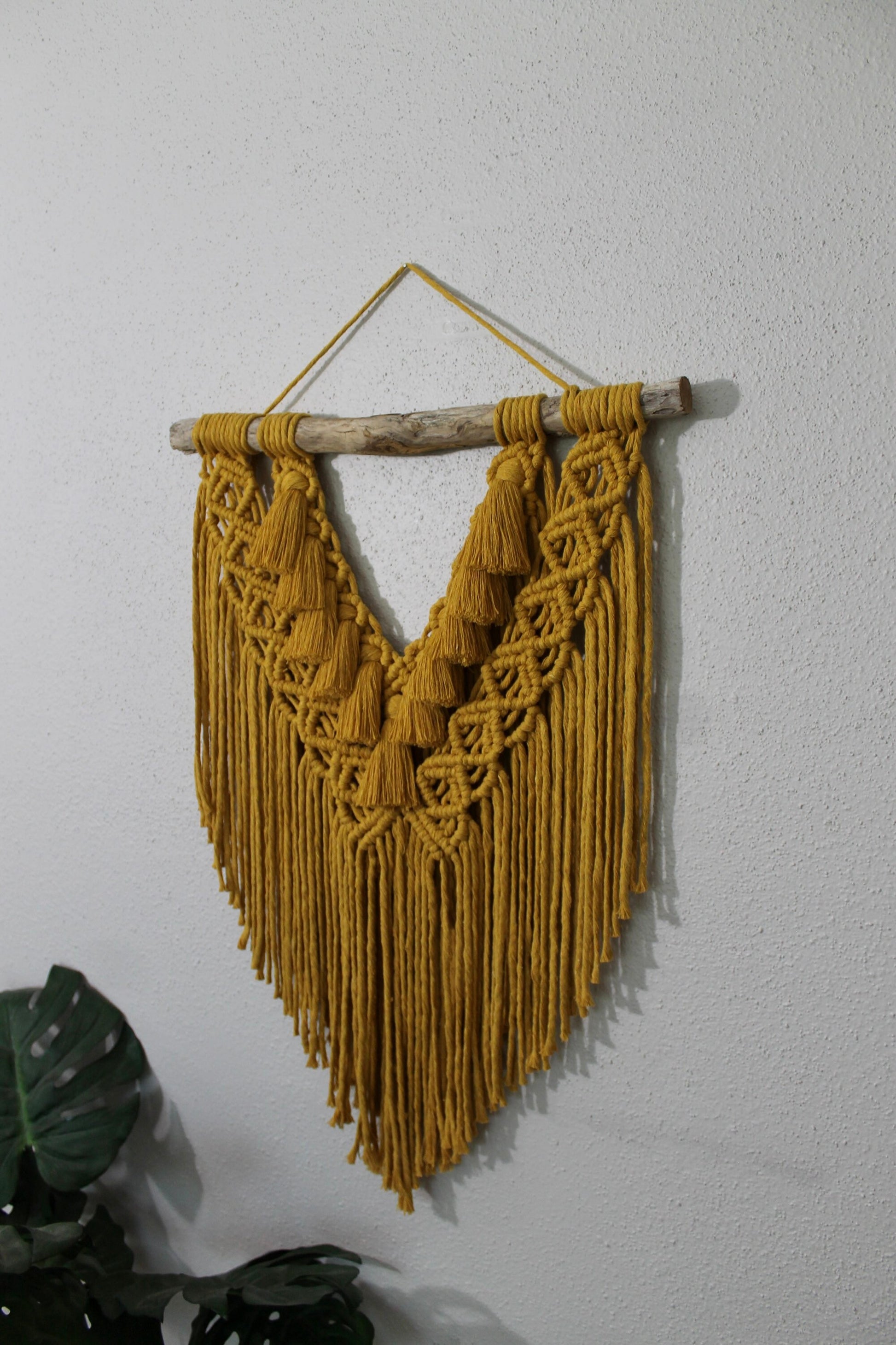 Large mustard yellow macrame wall hanging | wall art | boho | wall decor | wall tapestry | home decor