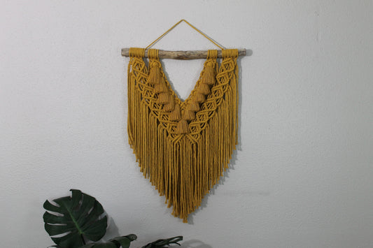 Large mustard yellow macrame wall hanging | wall art | boho | wall decor | wall tapestry | home decor